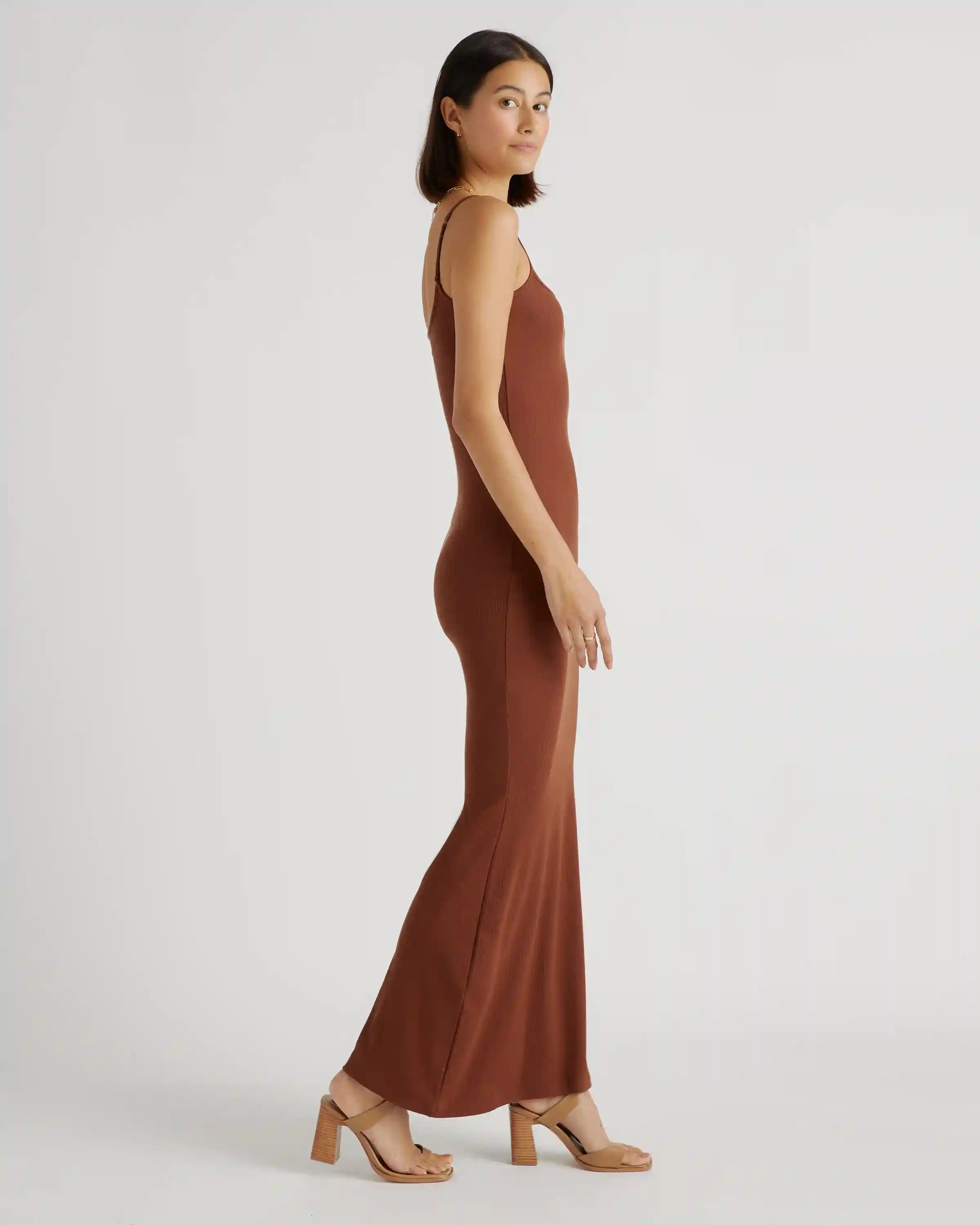 Tencel Rib Knit Maxi Slip Dress