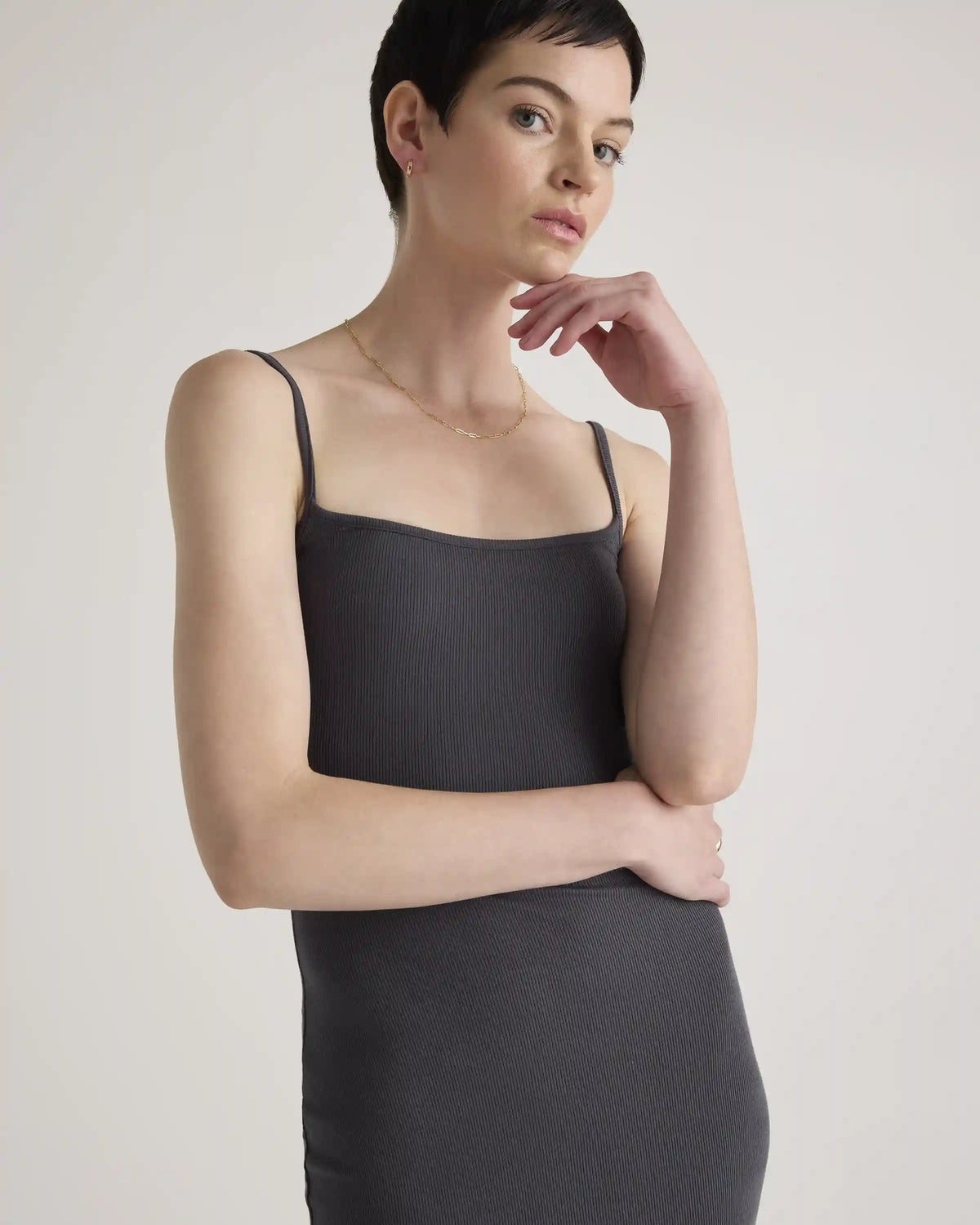 Tencel Rib Knit Maxi Slip Dress