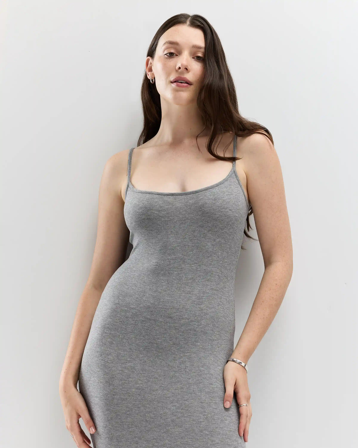 Tencel Rib Knit Maxi Slip Dress