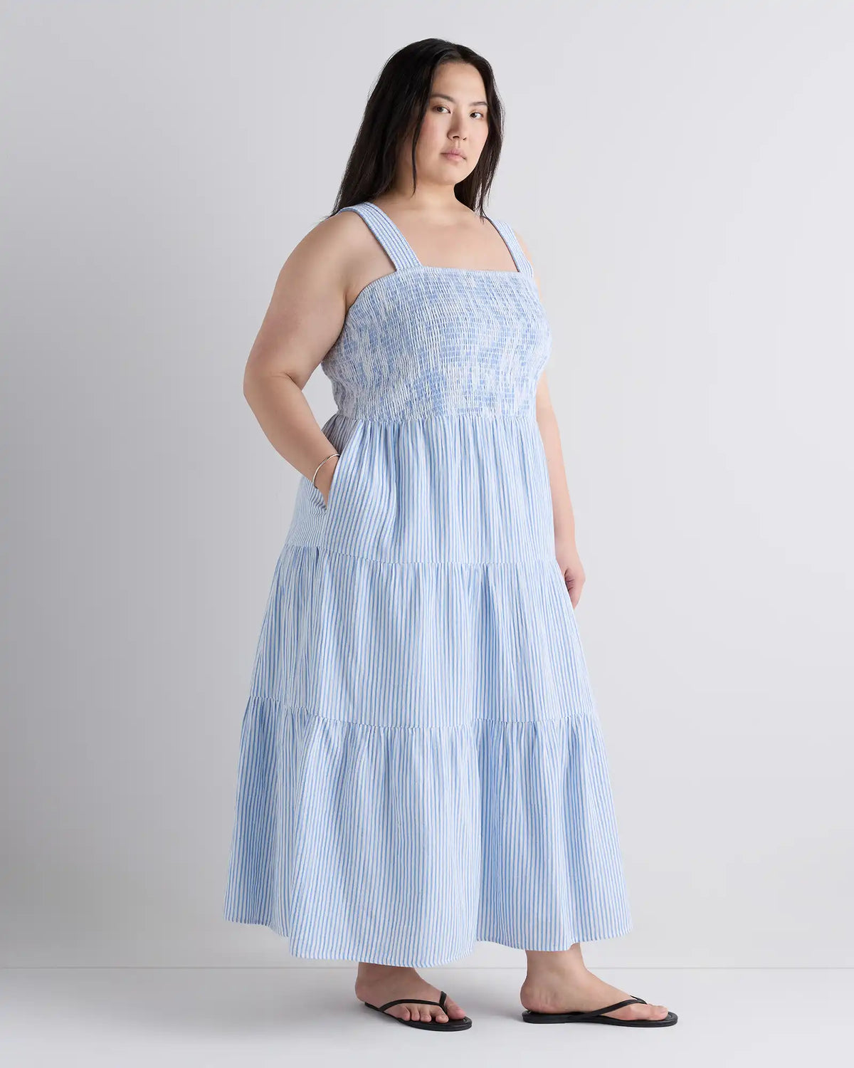 100% Organic Cotton Gauze Smocked Sleeveless Maxi Dress