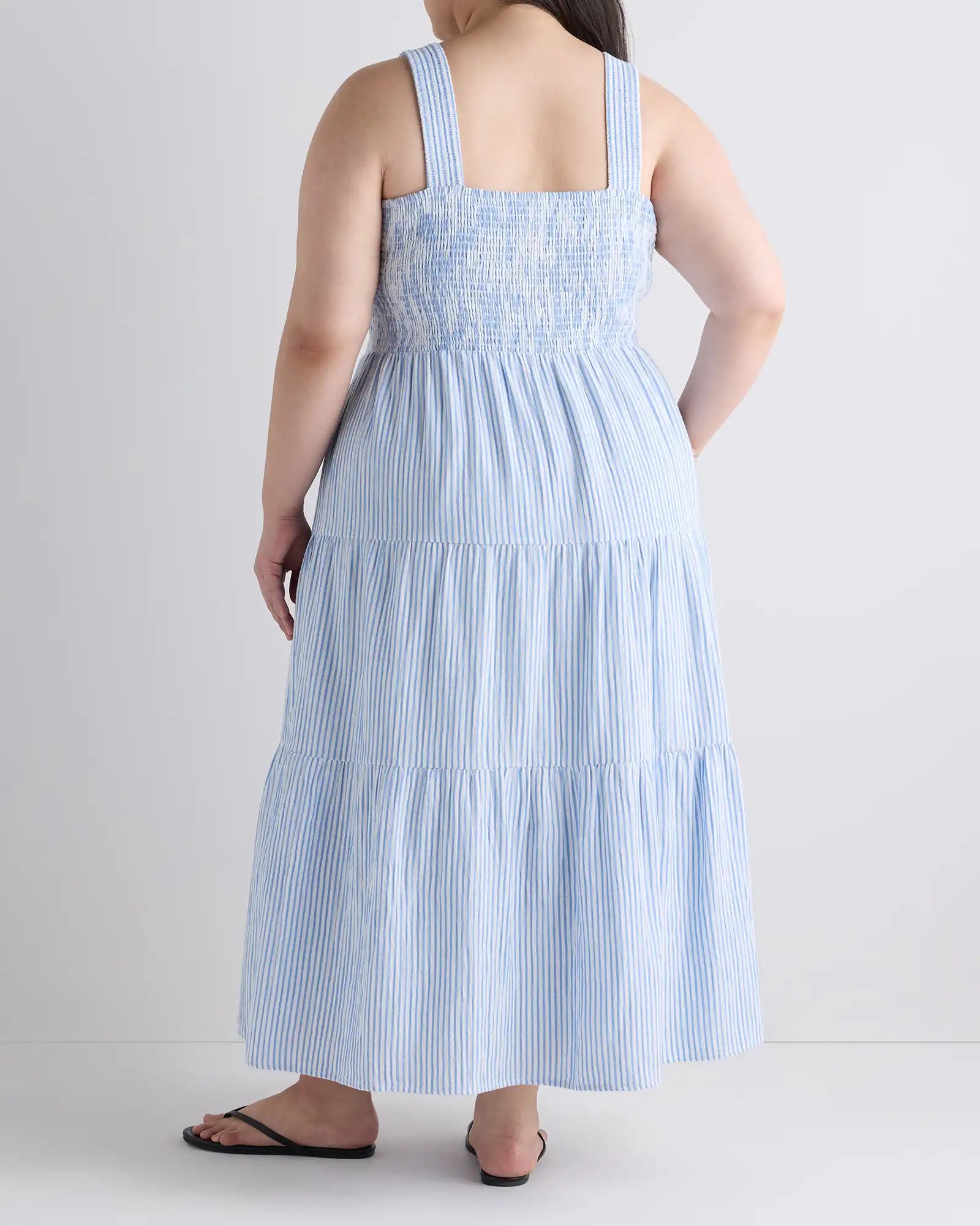 100% Organic Cotton Gauze Smocked Sleeveless Maxi Dress