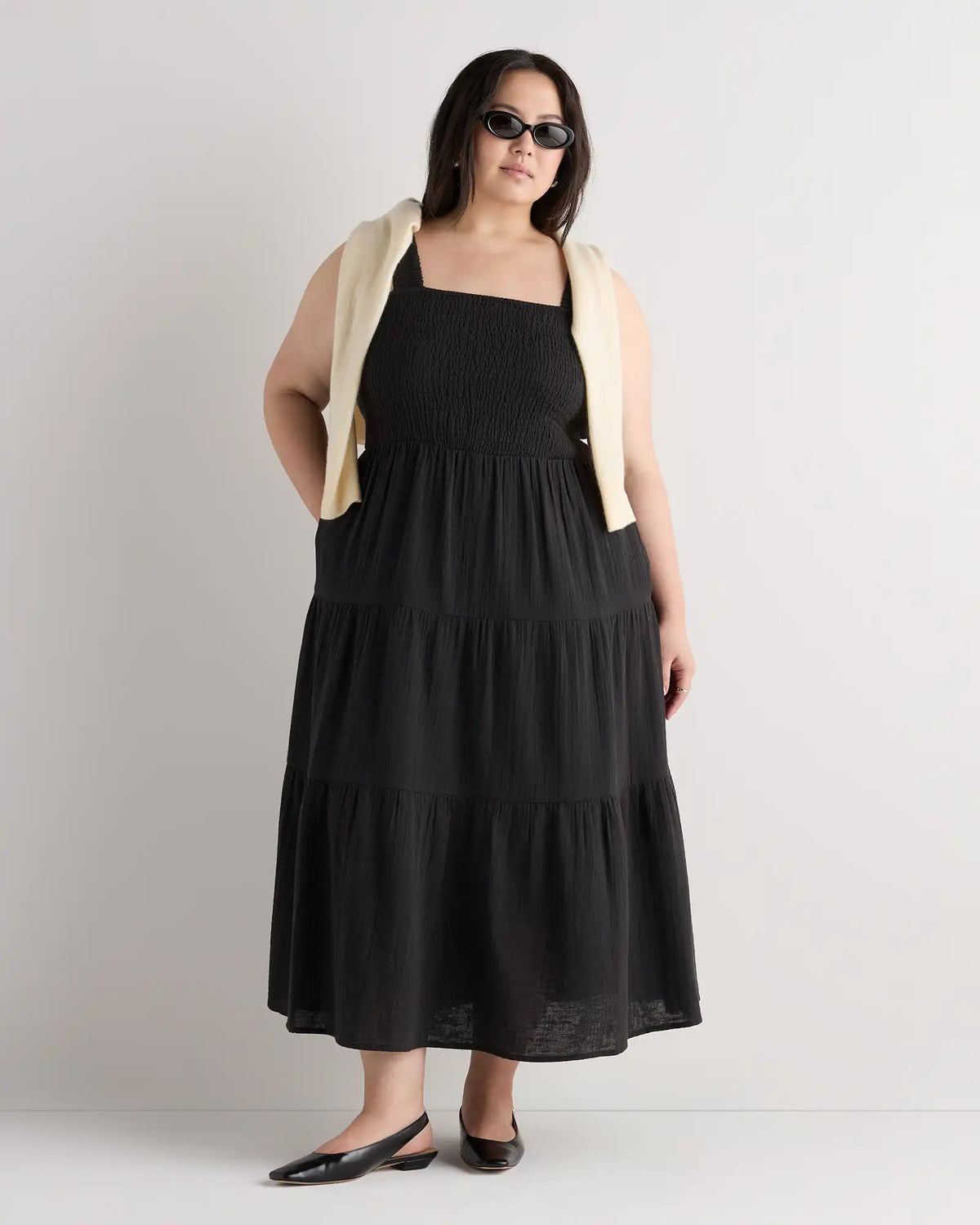 100% Organic Cotton Gauze Smocked Sleeveless Maxi Dress