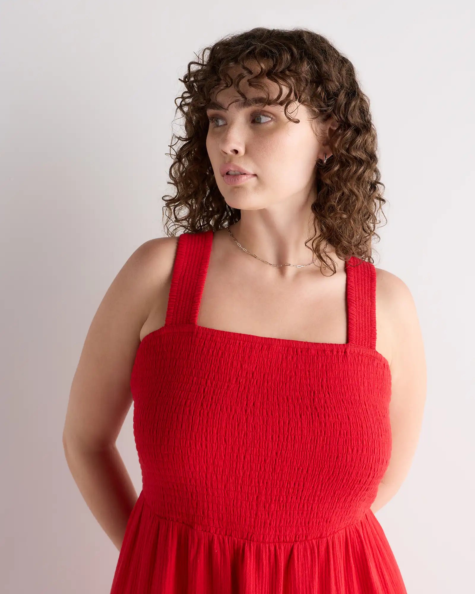 100% Organic Cotton Gauze Smocked Sleeveless Maxi Dress