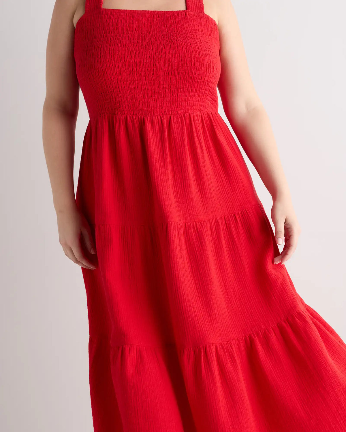 100% Organic Cotton Gauze Smocked Sleeveless Maxi Dress