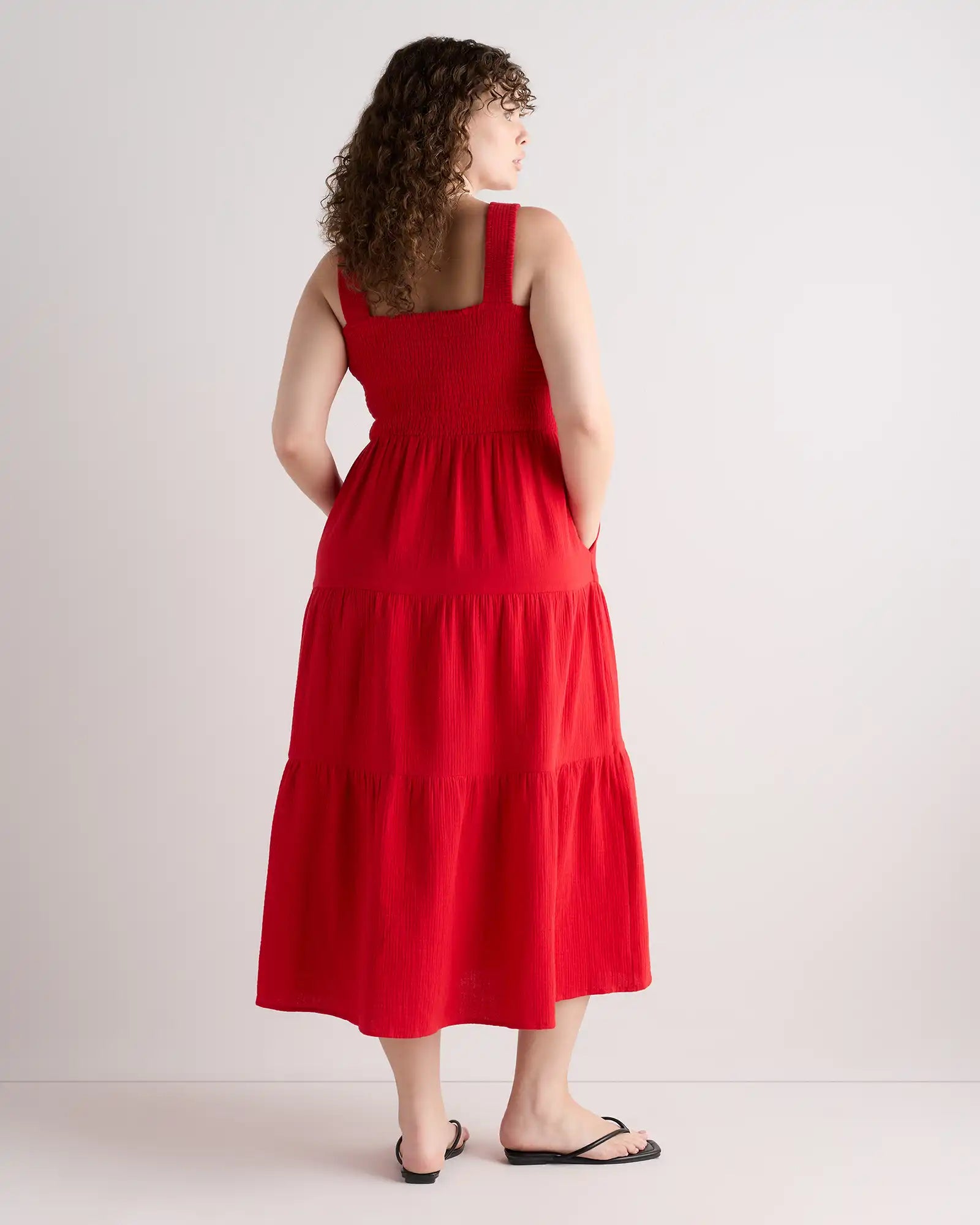 100% Organic Cotton Gauze Smocked Sleeveless Maxi Dress