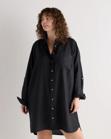 100% European Linen Shirt Dress