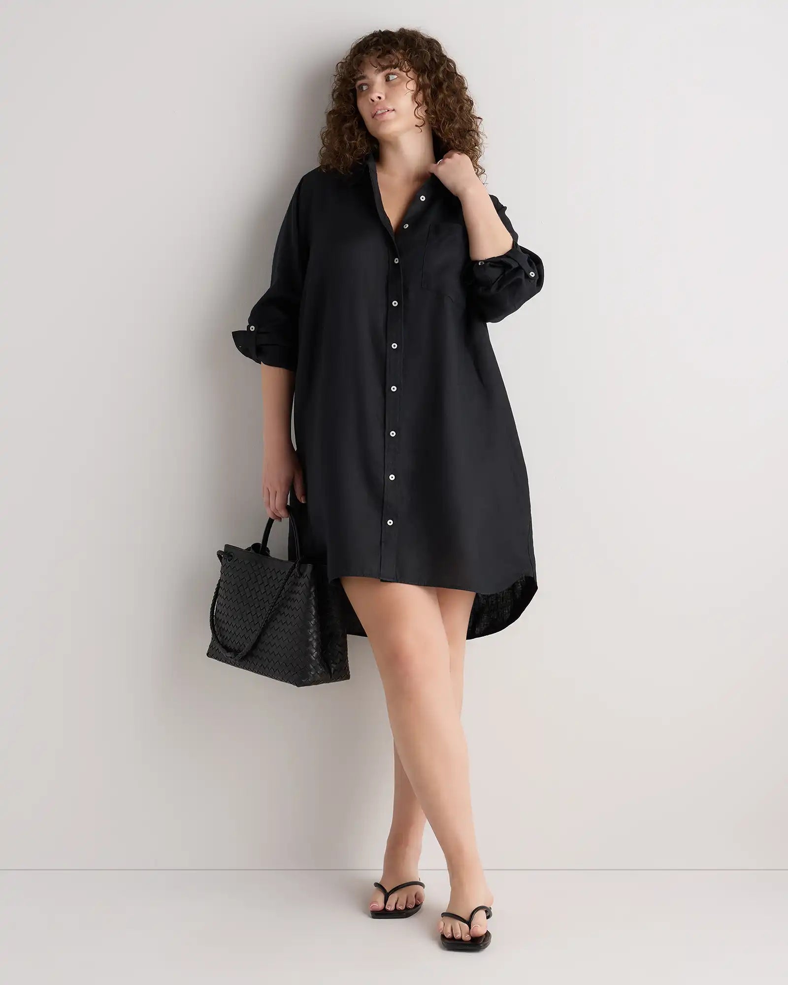100% European Linen Shirt Dress