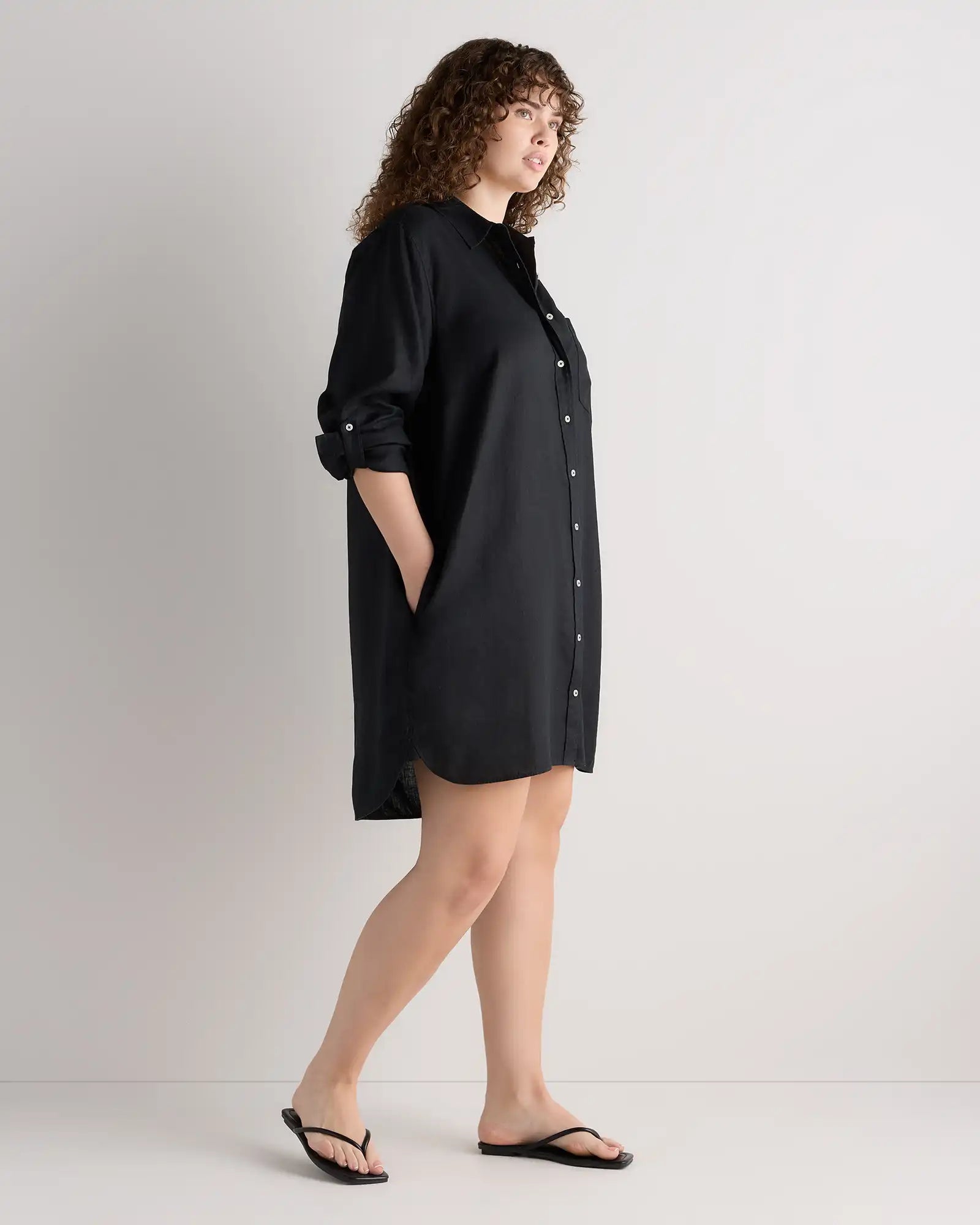 100% European Linen Shirt Dress