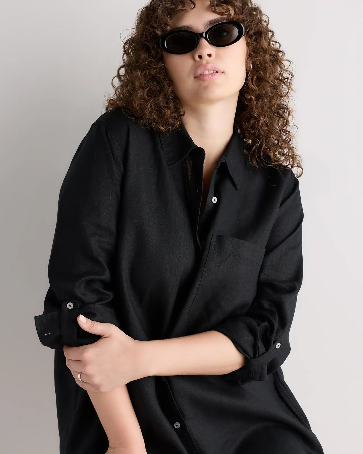 100% European Linen Shirt Dress