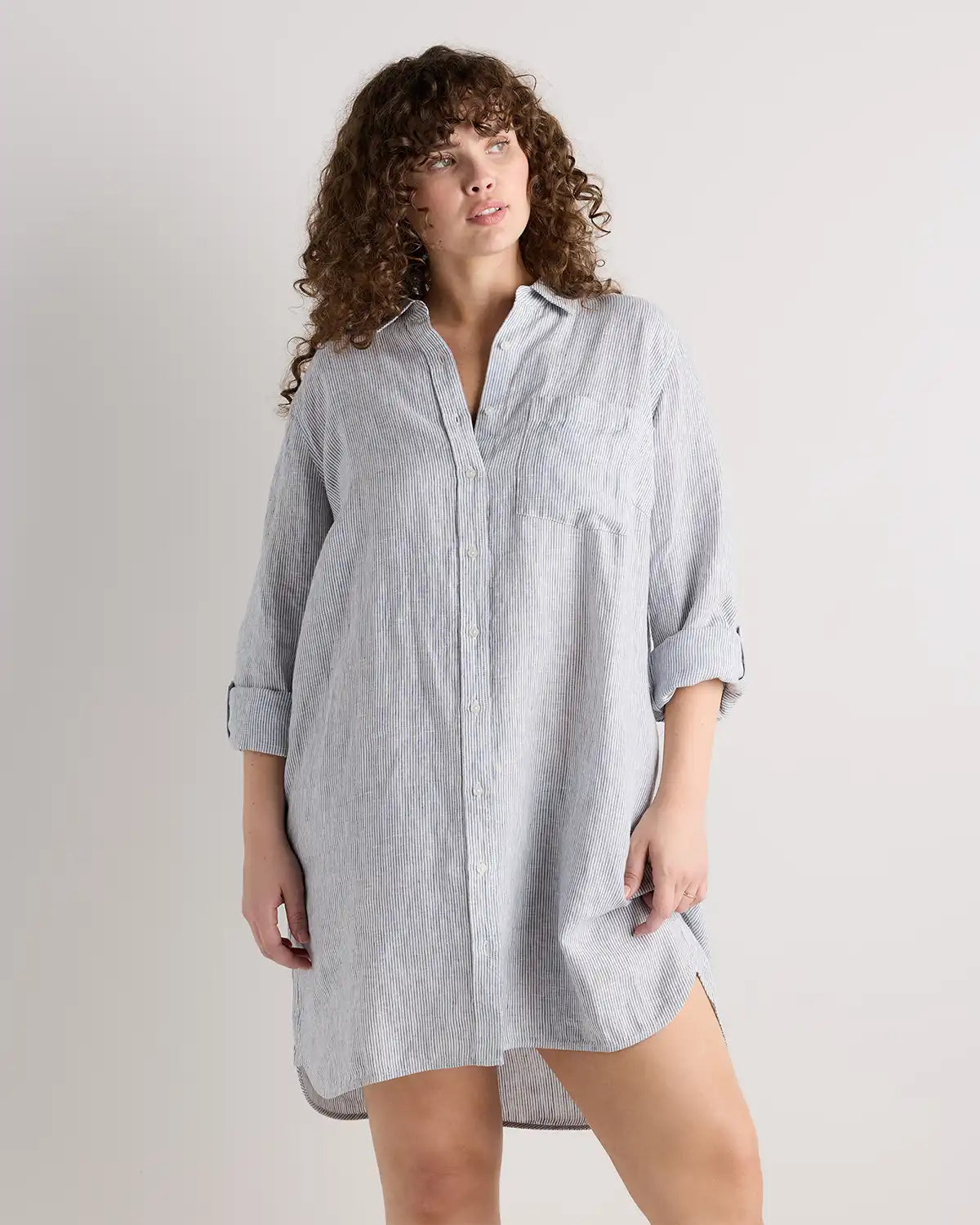 100% European Linen Shirt Dress