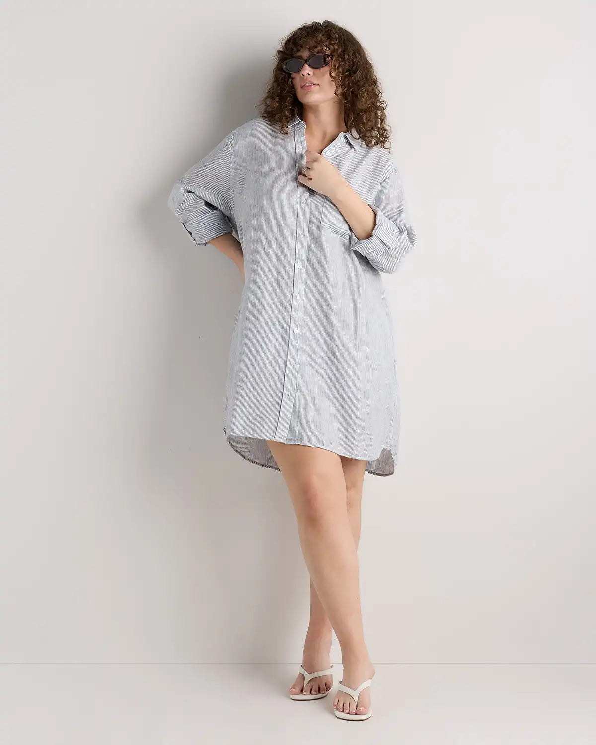 100% European Linen Shirt Dress