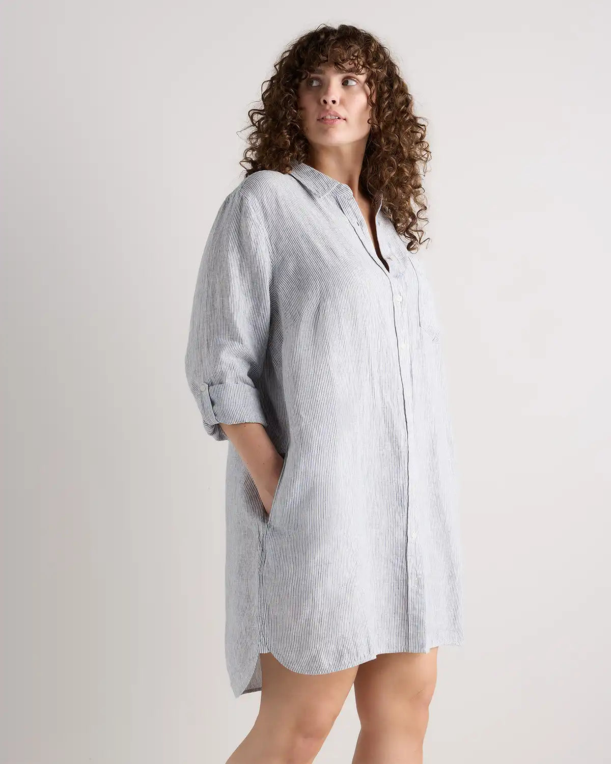 100% European Linen Shirt Dress