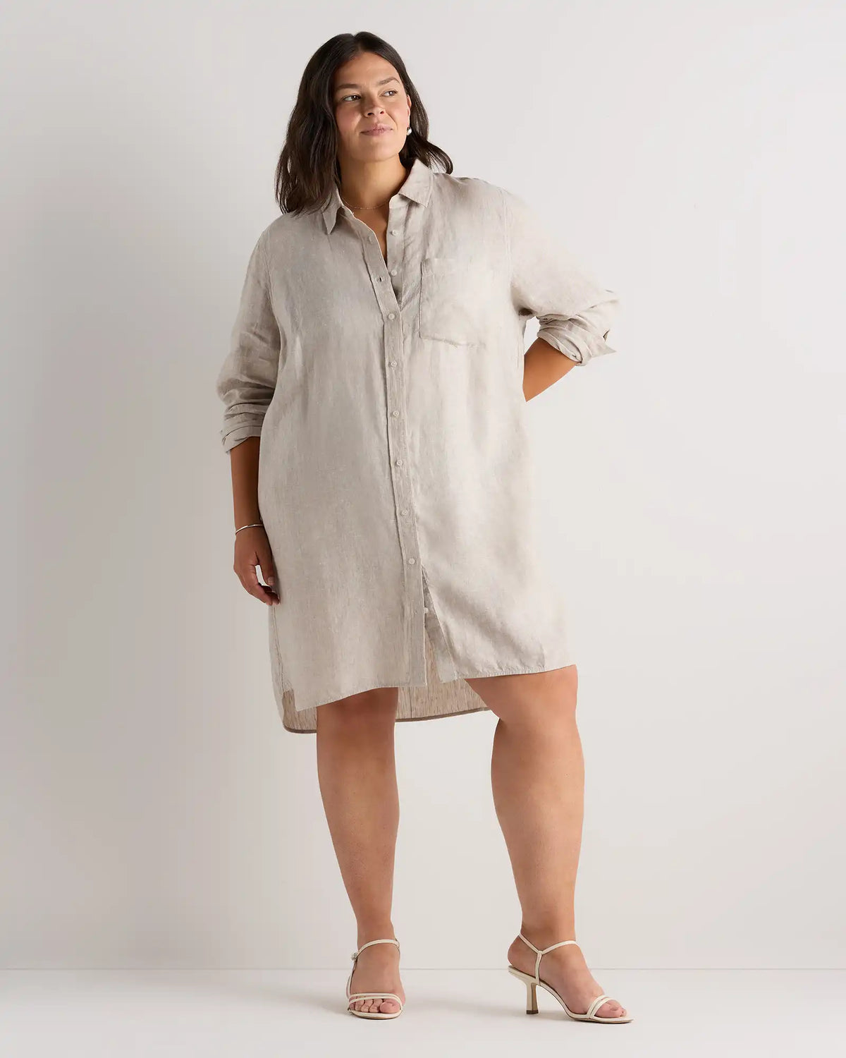 100% European Linen Shirt Dress