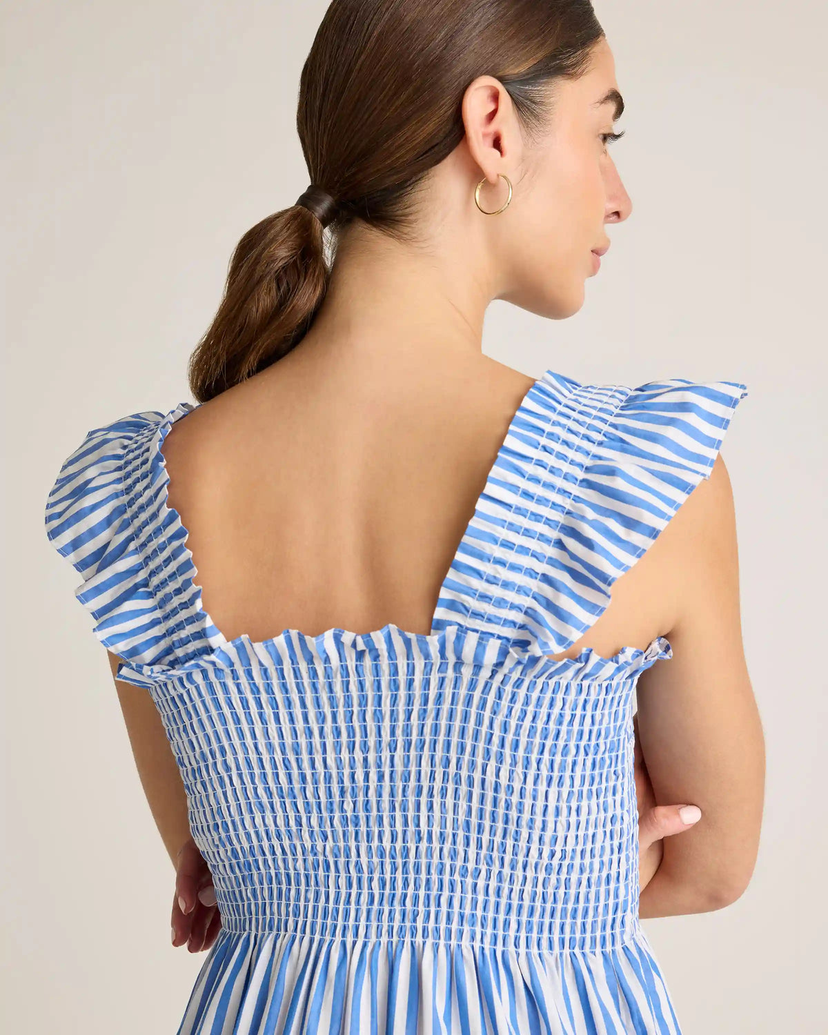 100% Organic Cotton Poplin Smocked Midi Dress