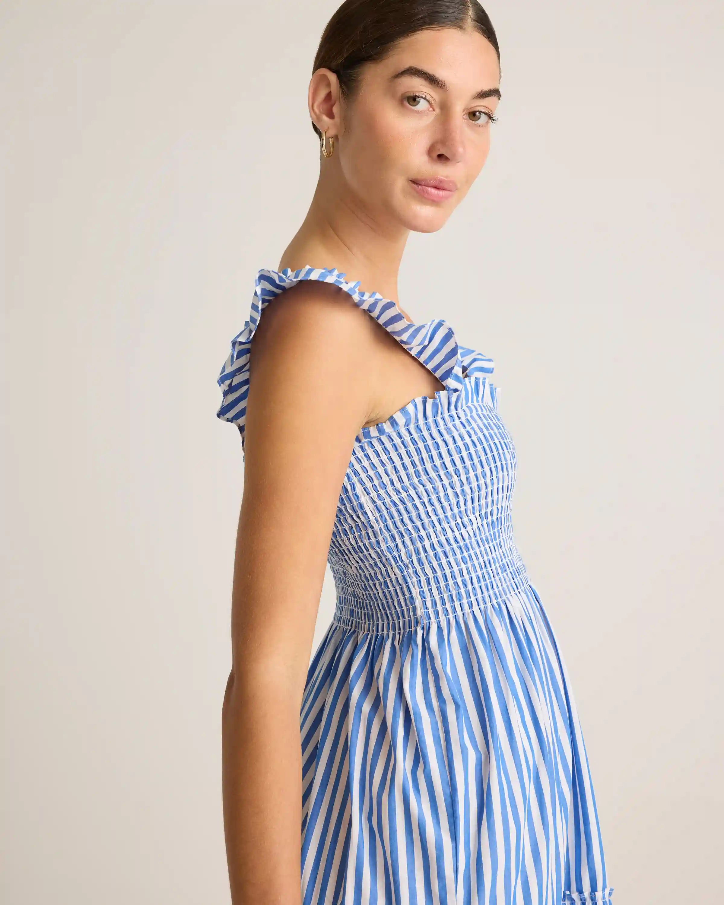 100% Organic Cotton Poplin Smocked Midi Dress