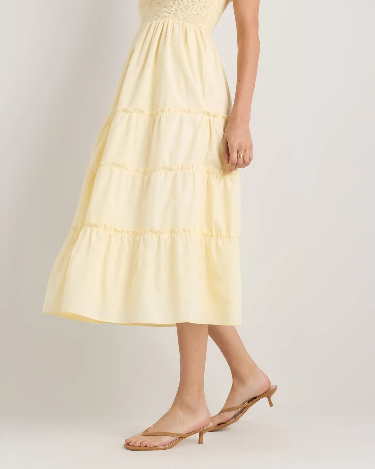 100% Organic Cotton Poplin Smocked Midi Dress