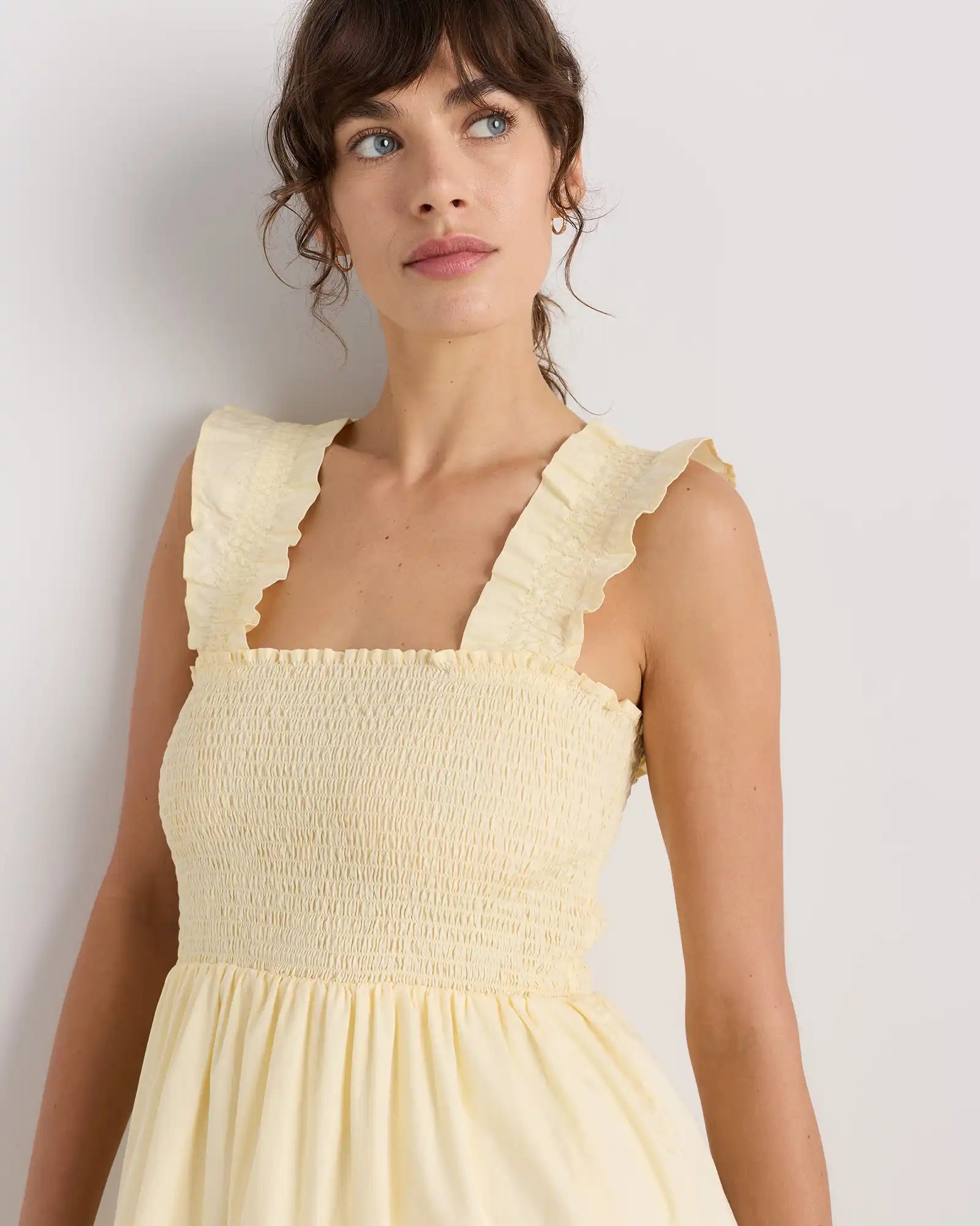 100% Organic Cotton Poplin Smocked Midi Dress