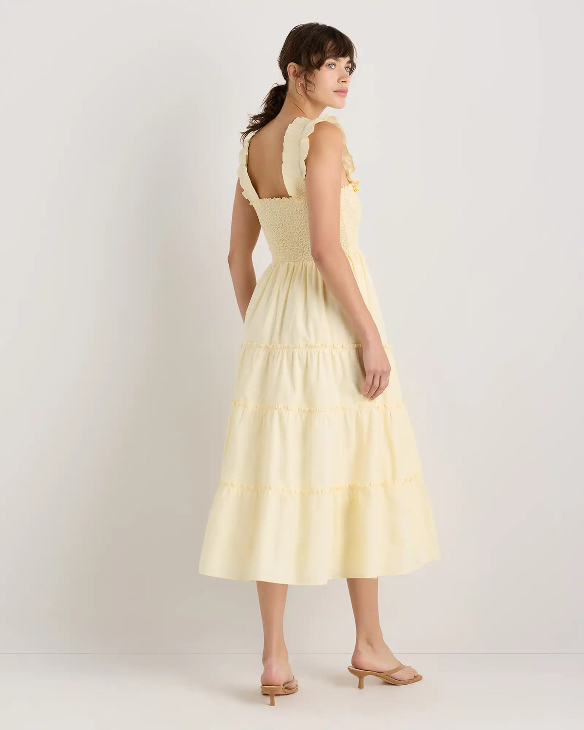 100% Organic Cotton Poplin Smocked Midi Dress