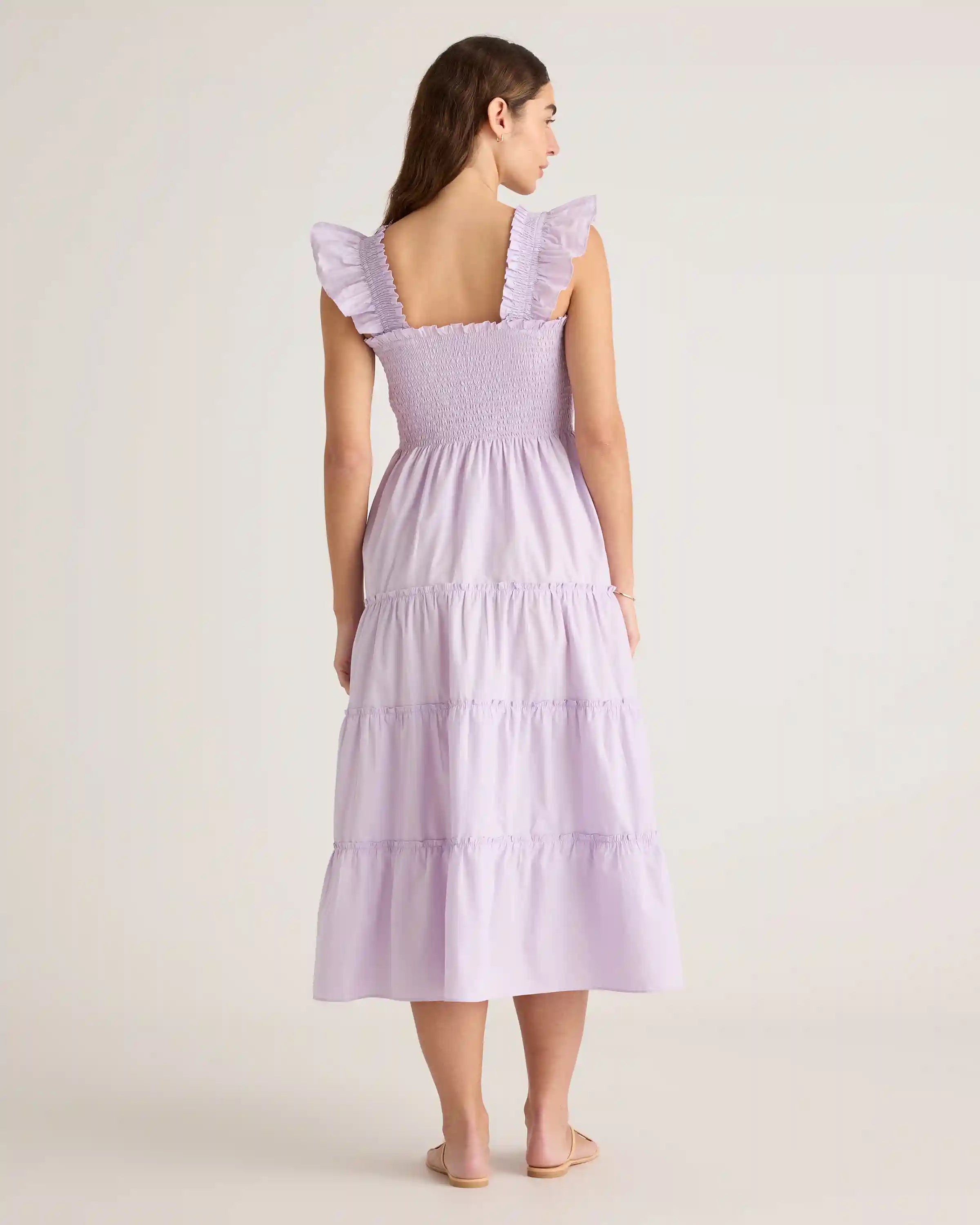 100% Organic Cotton Poplin Smocked Midi Dress