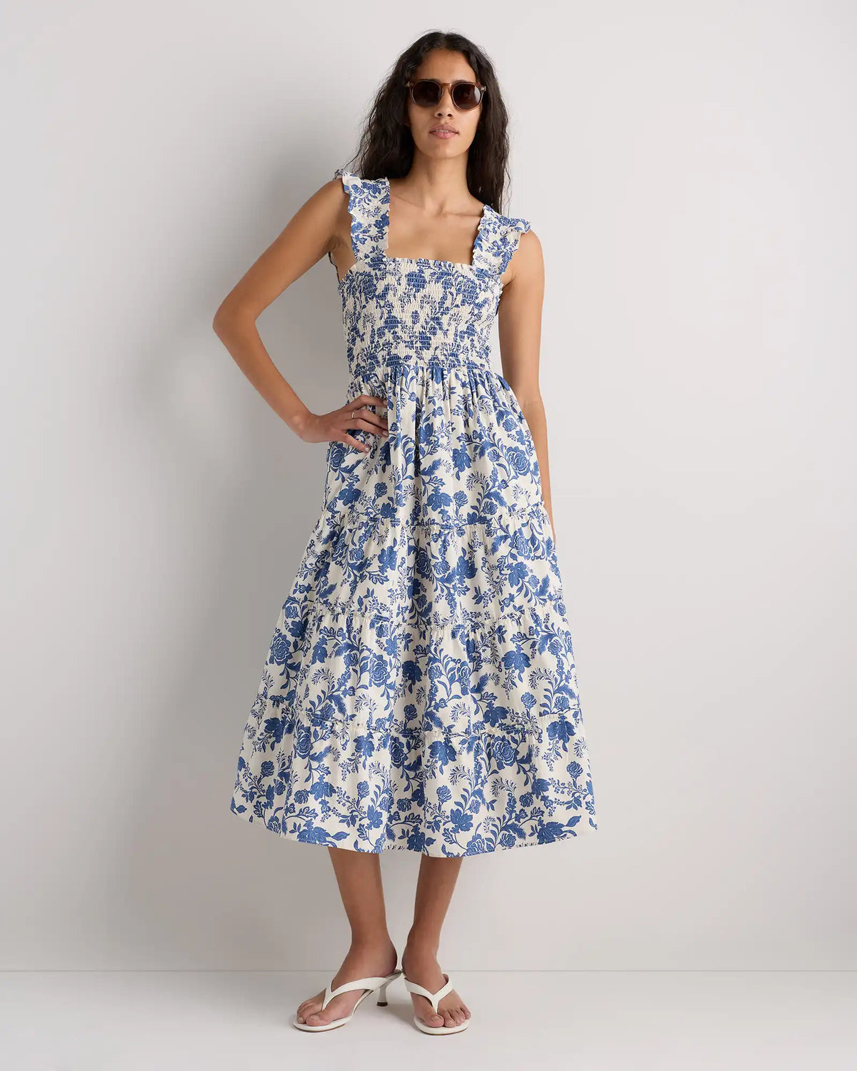 100% Organic Cotton Poplin Smocked Midi Dress