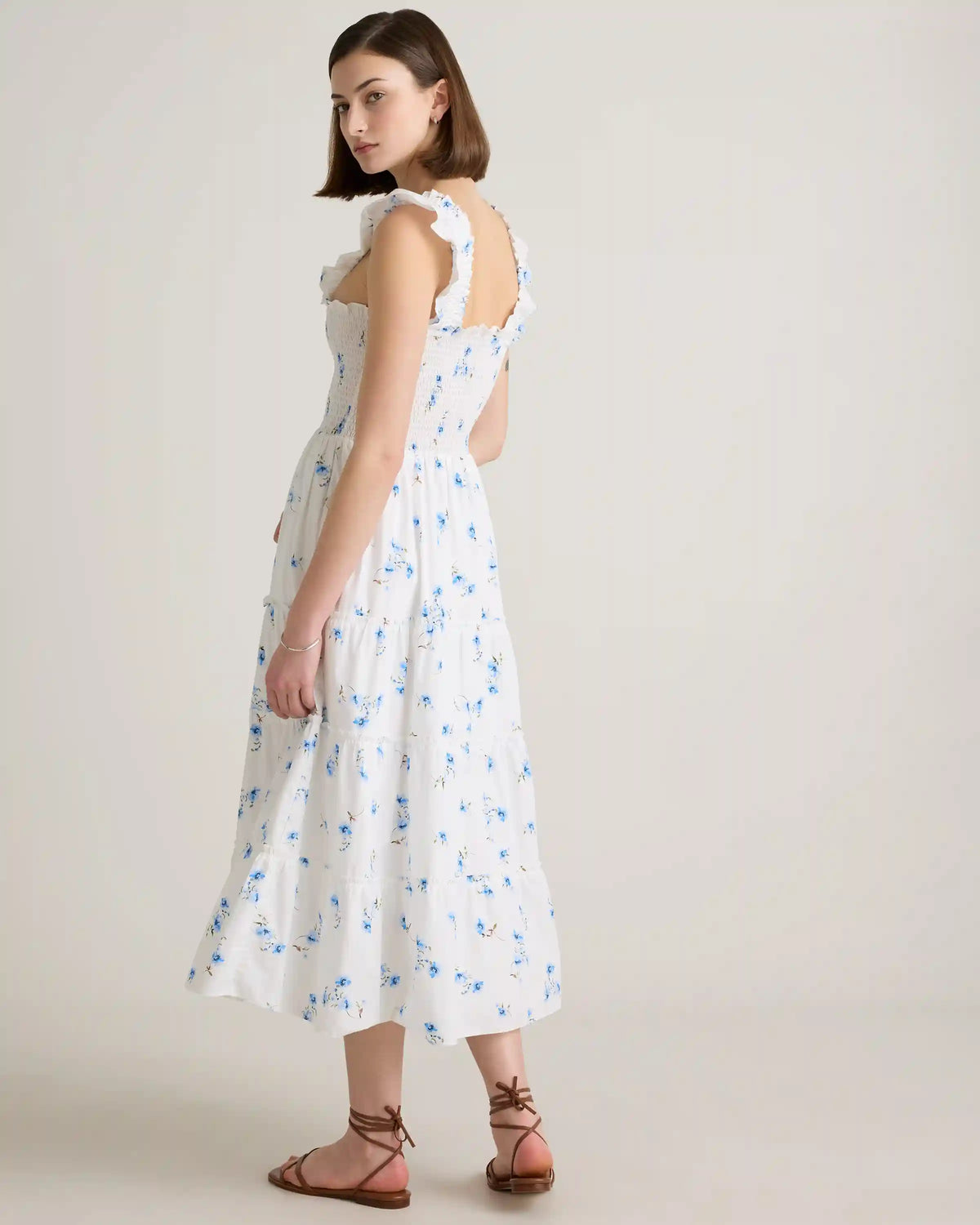 100% Organic Cotton Poplin Smocked Midi Dress