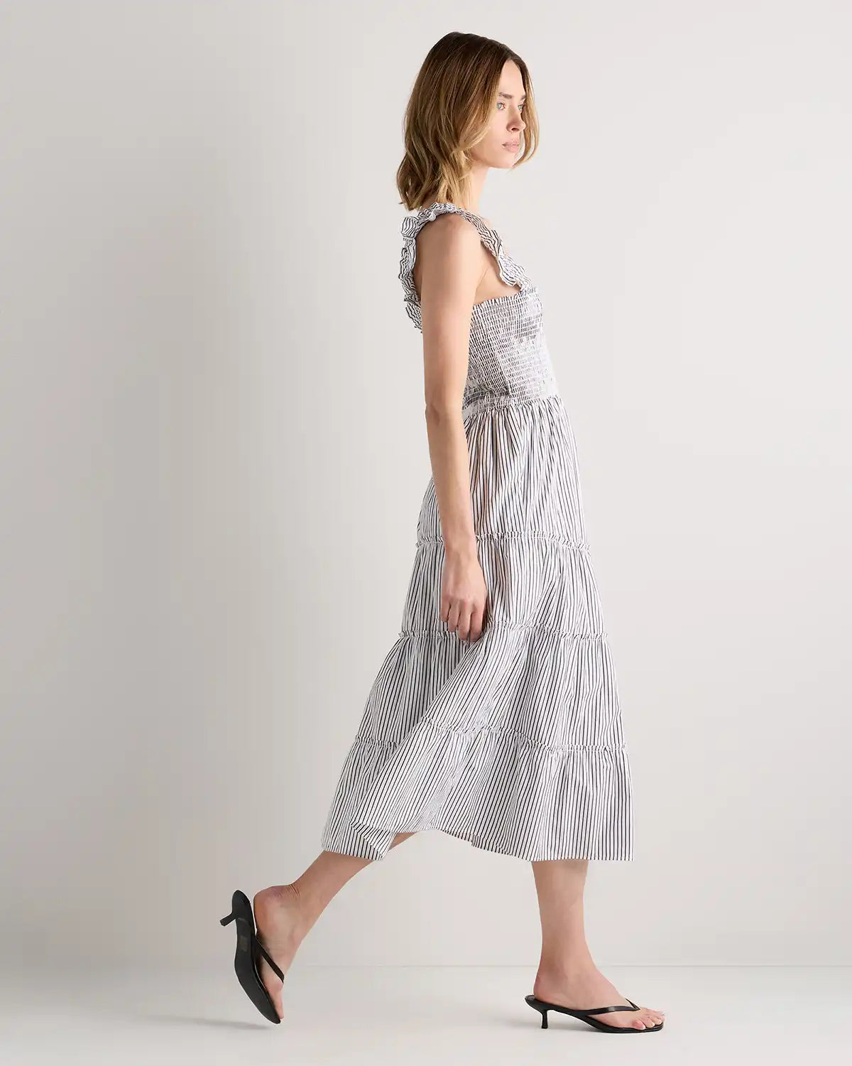100% Organic Cotton Poplin Smocked Midi Dress
