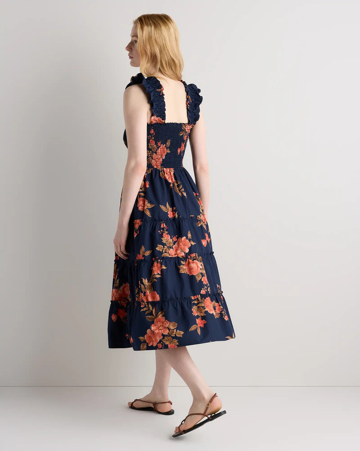 100% Organic Cotton Poplin Smocked Midi Dress