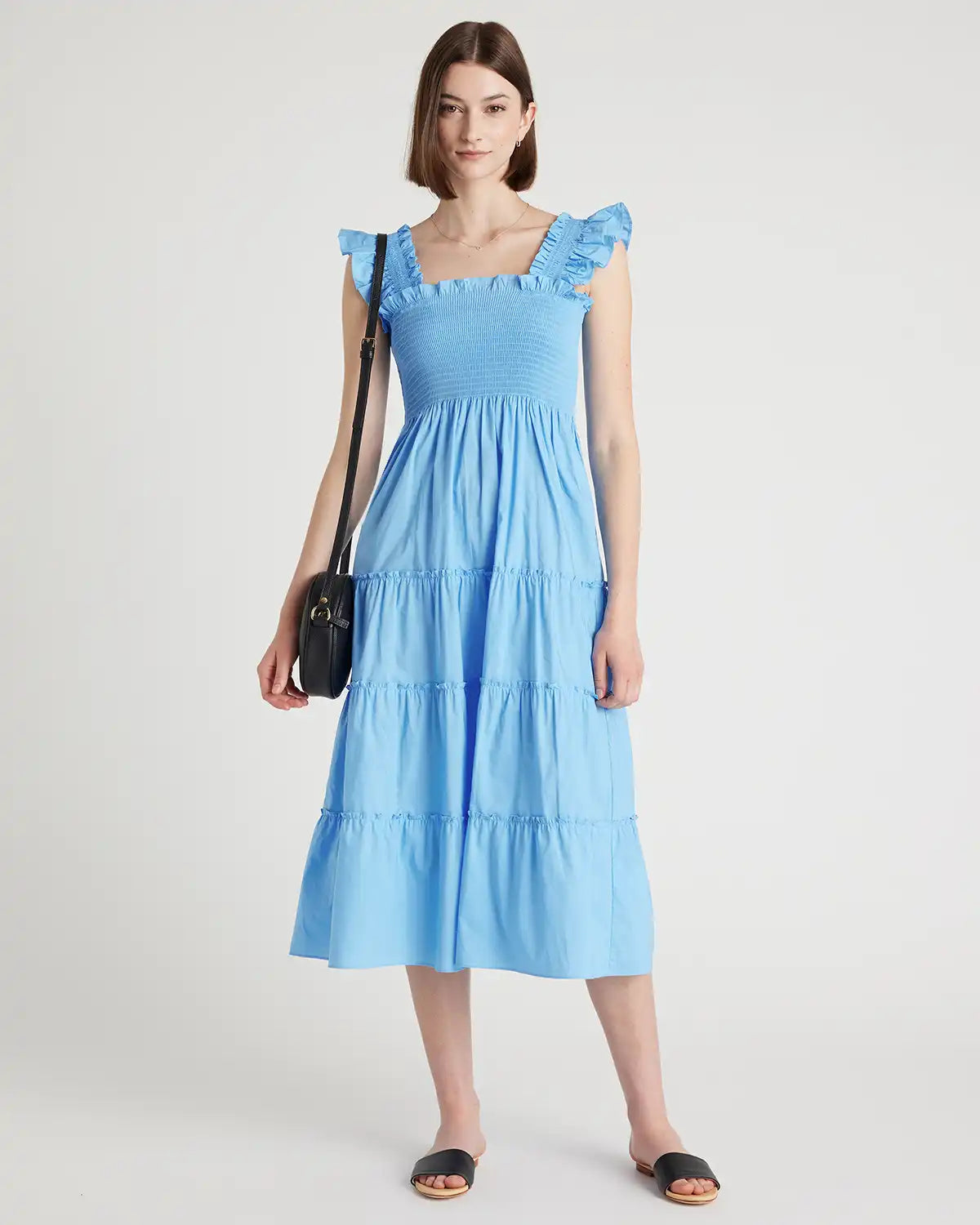100% Organic Cotton Poplin Smocked Midi Dress