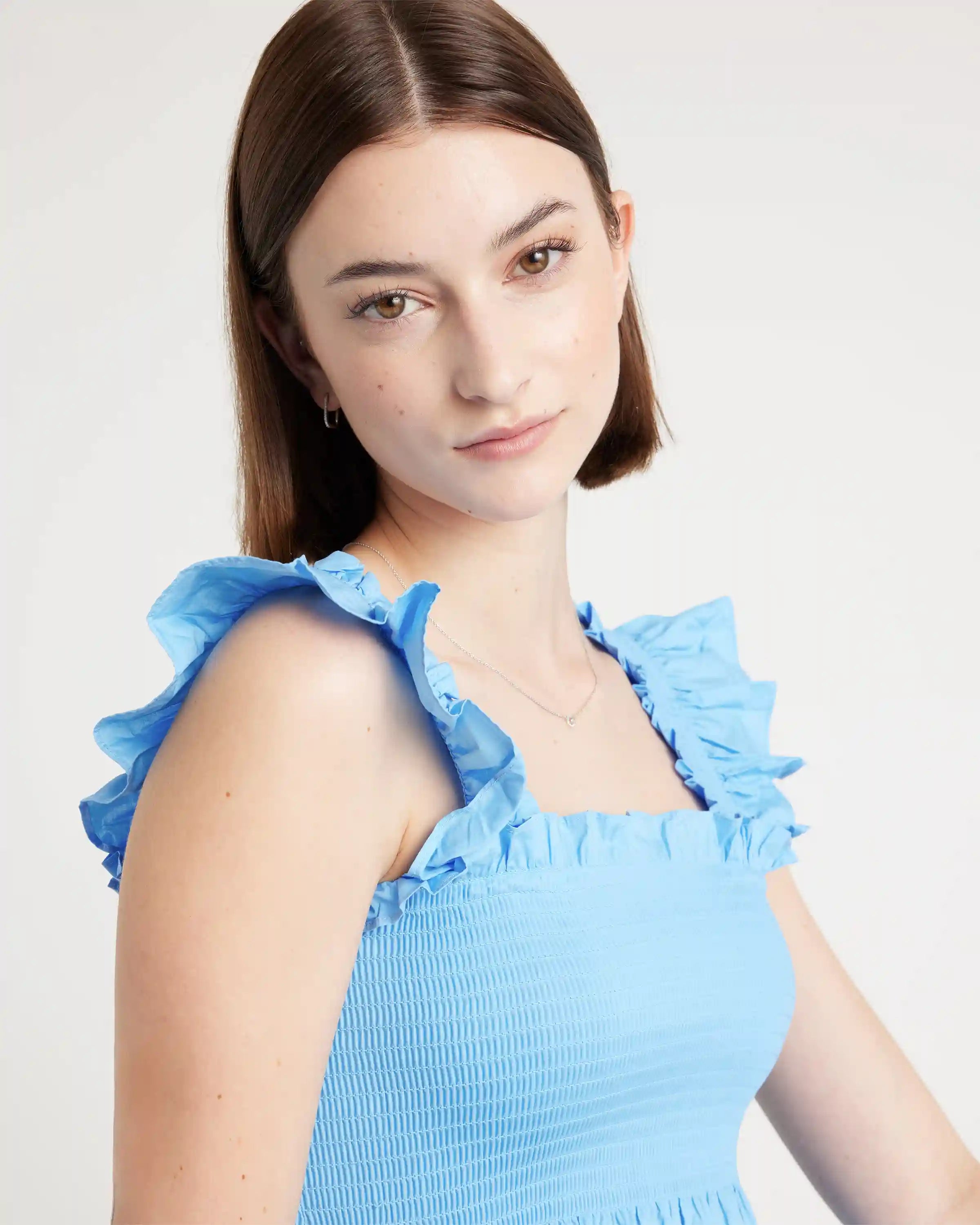 100% Organic Cotton Poplin Smocked Midi Dress