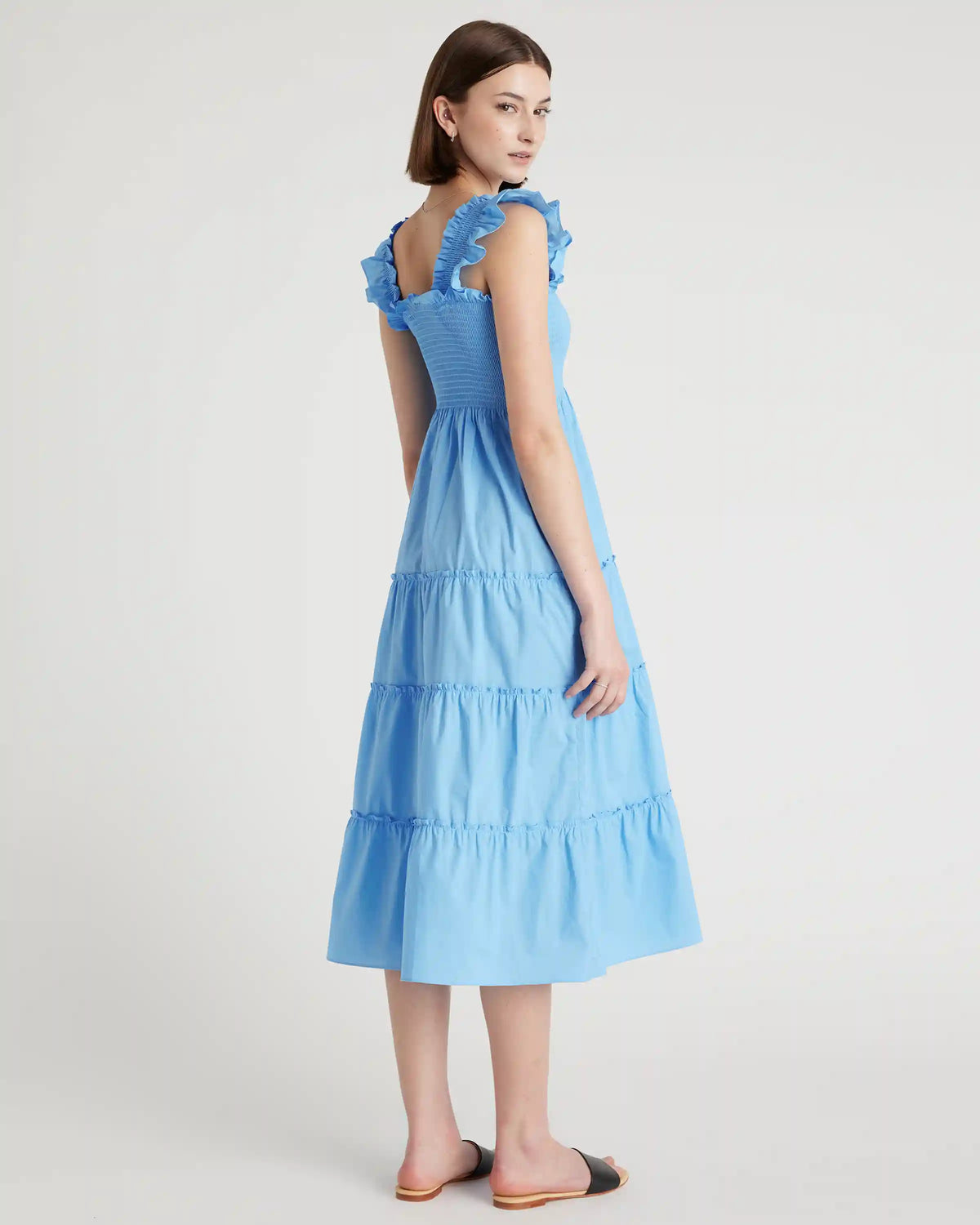 100% Organic Cotton Poplin Smocked Midi Dress