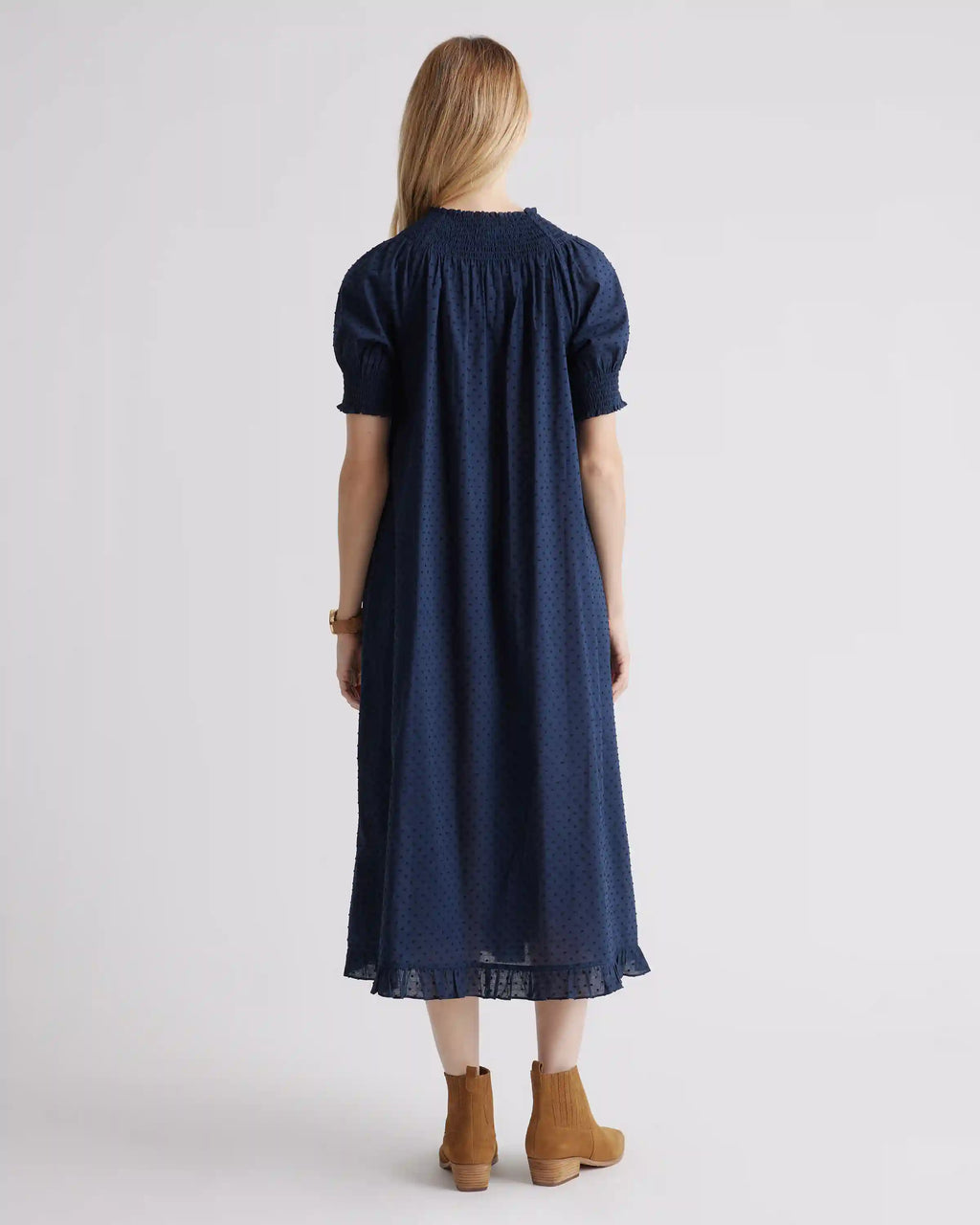 100% Cotton Swiss Dot Midi Dress