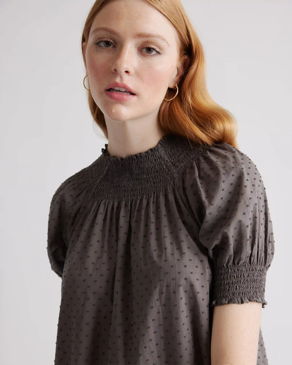 100% Cotton Swiss Dot Midi Dress