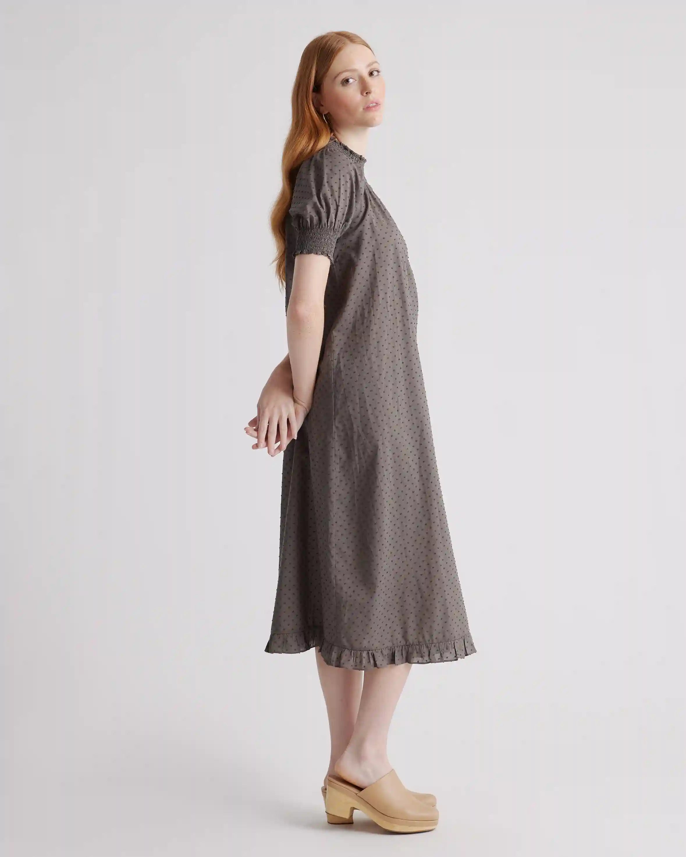 100% Cotton Swiss Dot Midi Dress