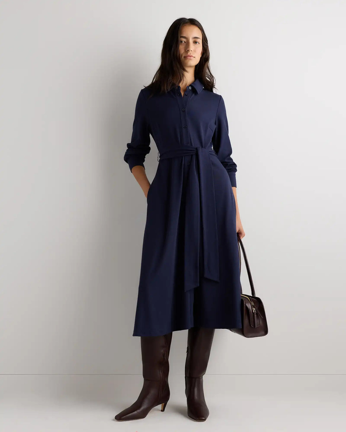 Tencel Modal Knit Midi Shirt Dress