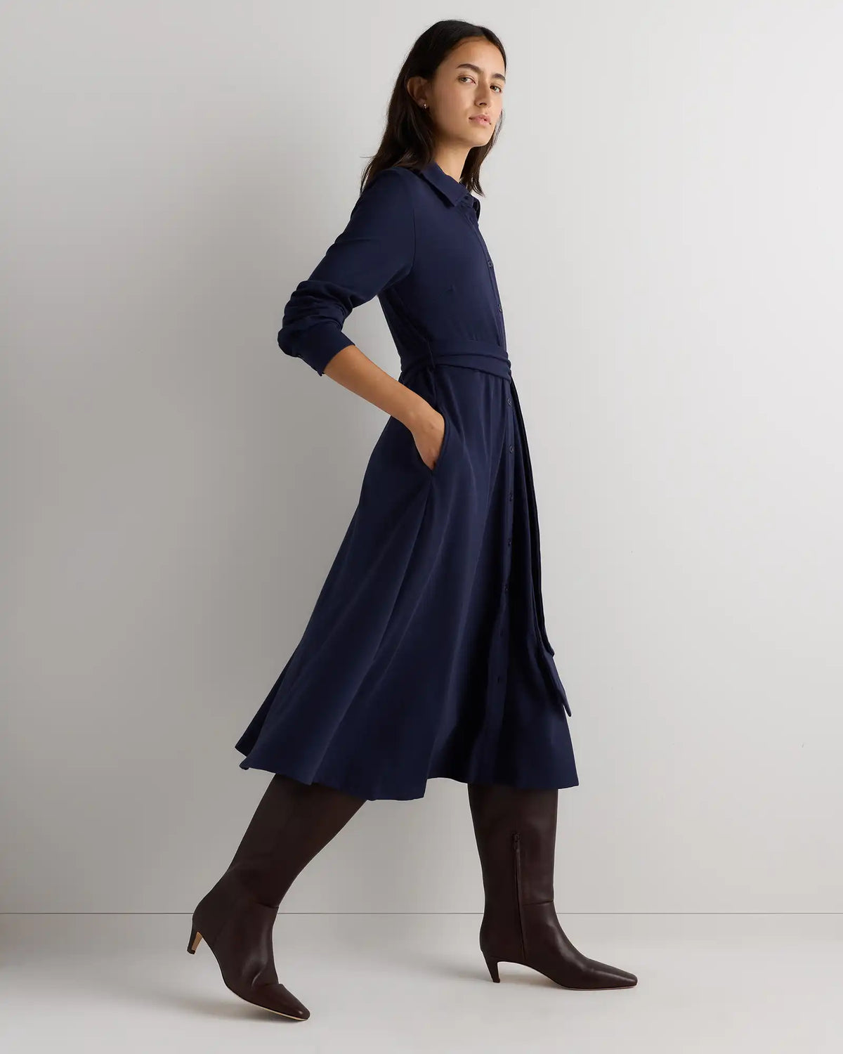 Tencel Modal Knit Midi Shirt Dress