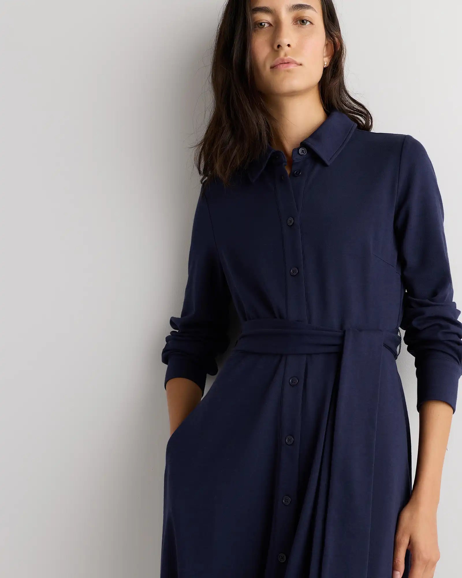 Tencel Modal Knit Midi Shirt Dress
