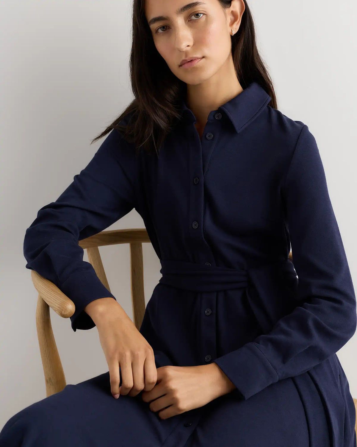 Tencel Modal Knit Midi Shirt Dress