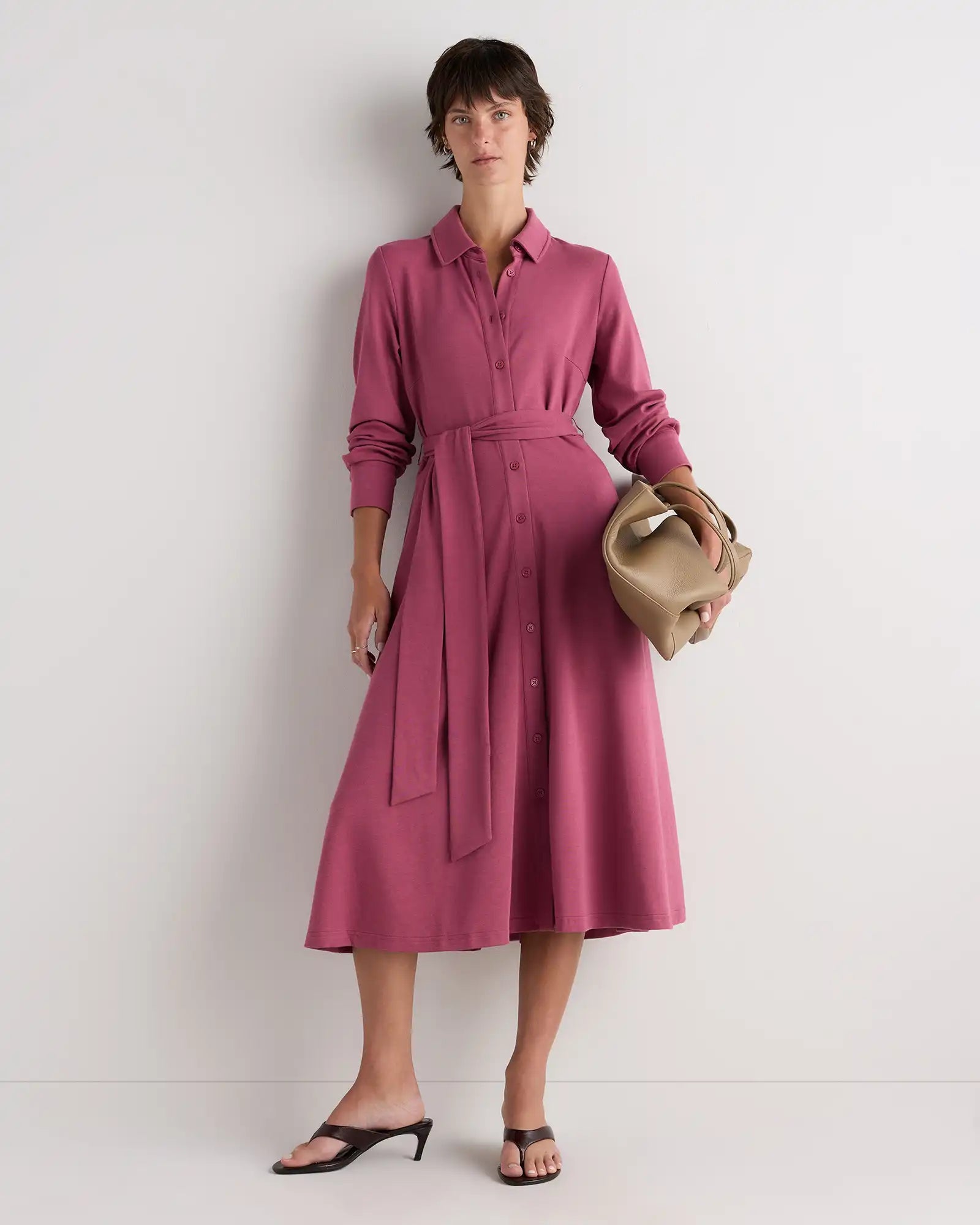 Tencel Modal Knit Midi Shirt Dress