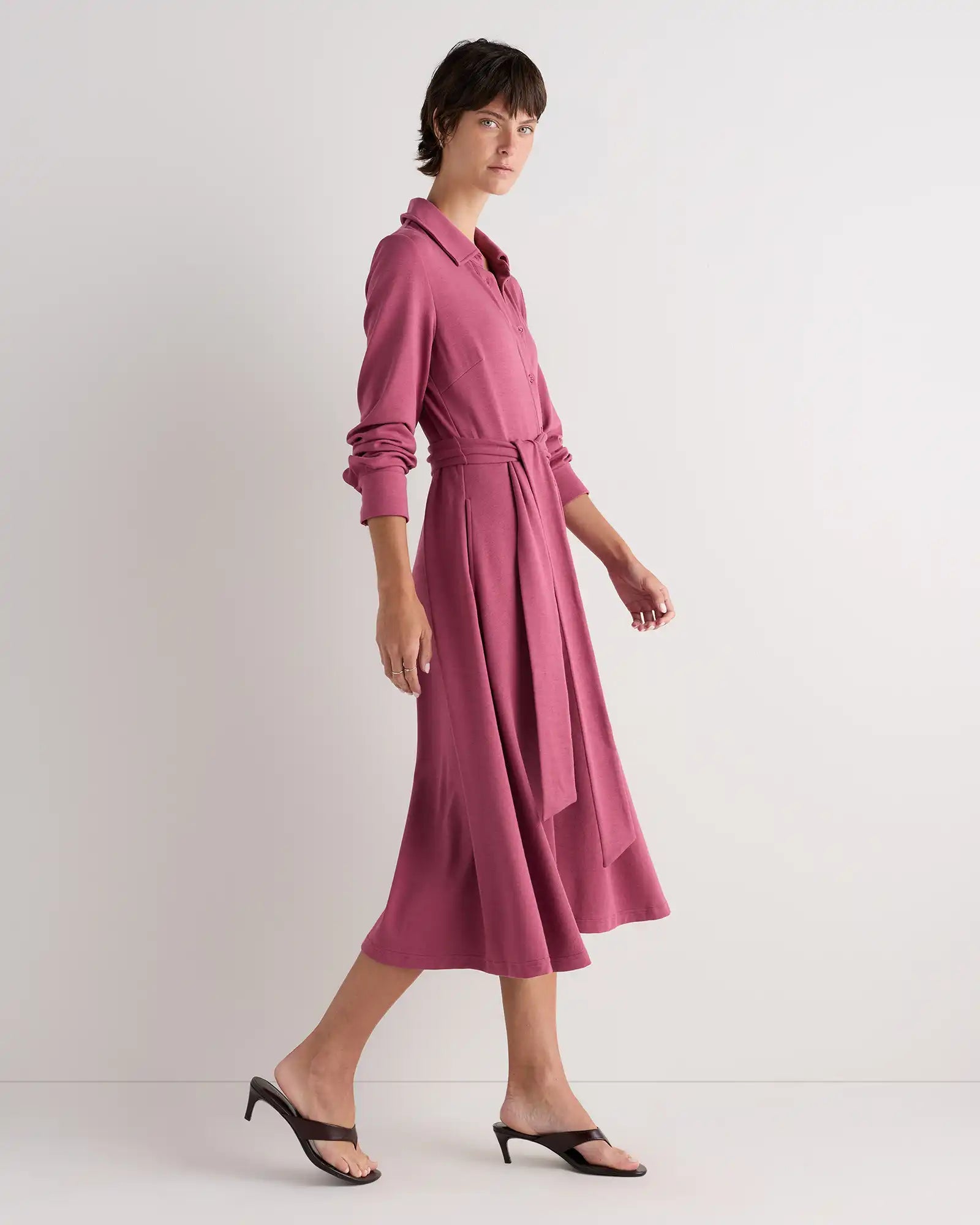 Tencel Modal Knit Midi Shirt Dress