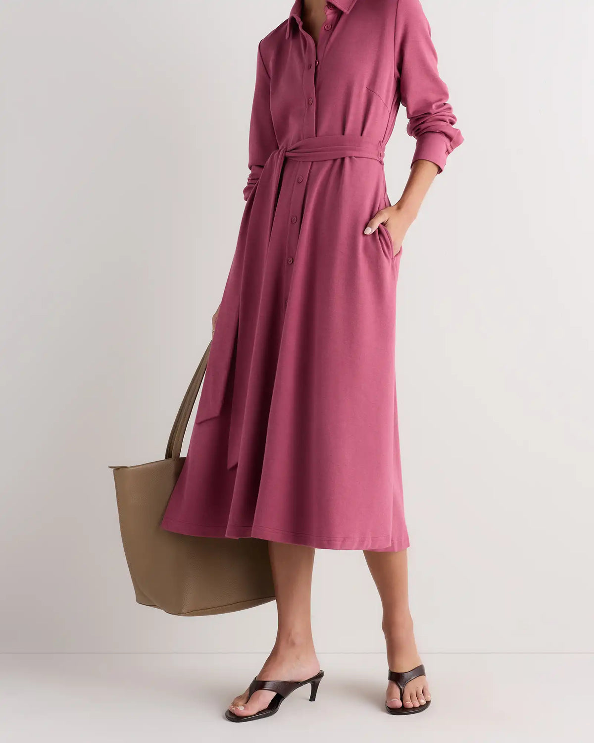 Tencel Modal Knit Midi Shirt Dress