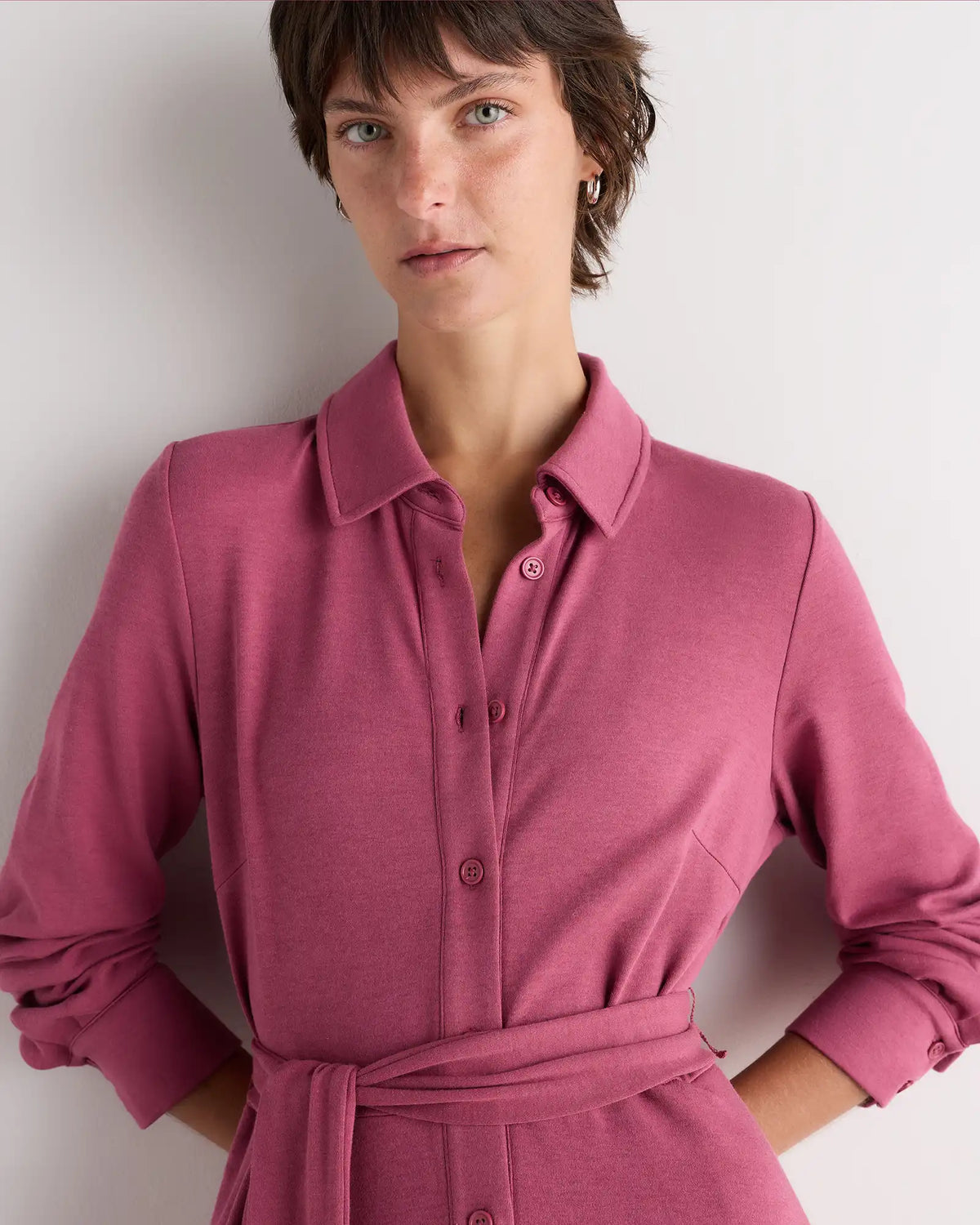Tencel Modal Knit Midi Shirt Dress