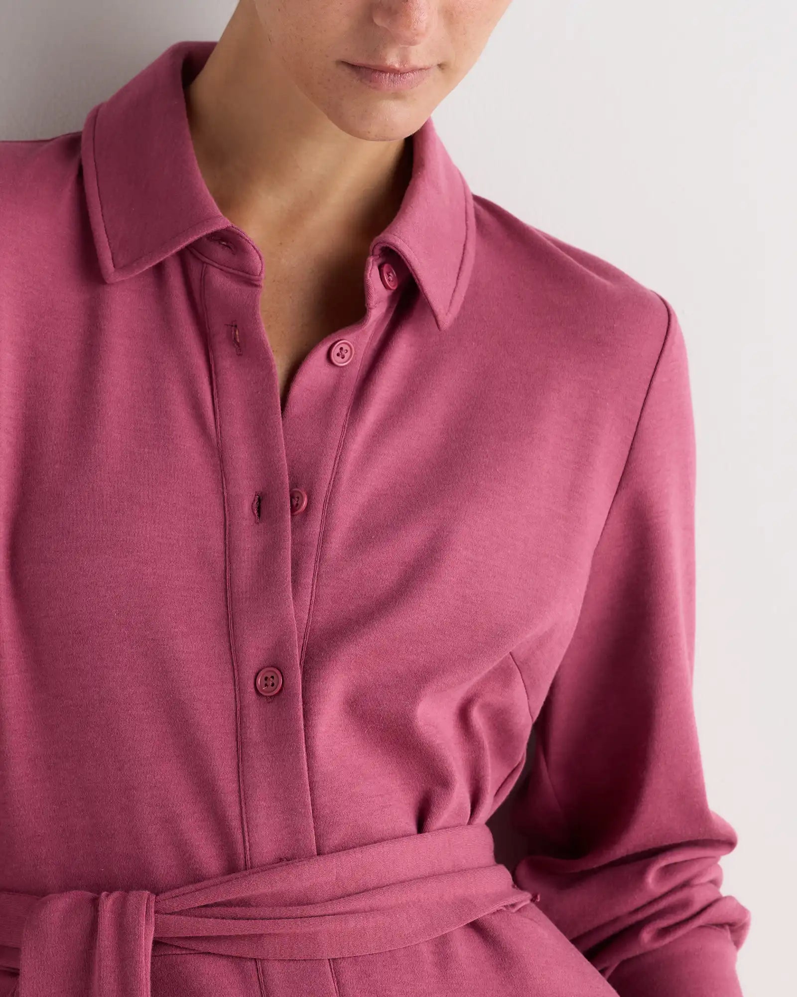 Tencel Modal Knit Midi Shirt Dress