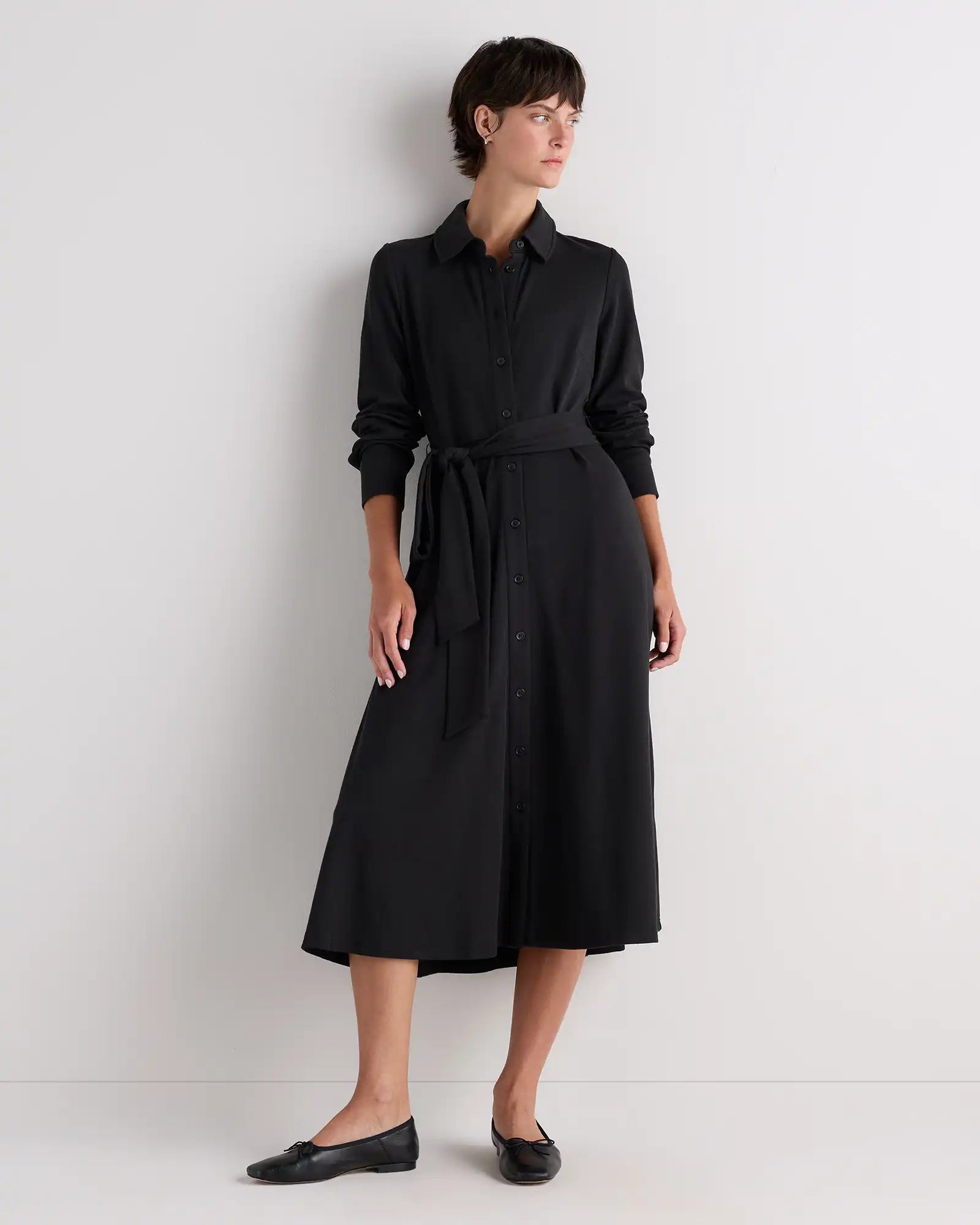 Tencel Modal Knit Midi Shirt Dress