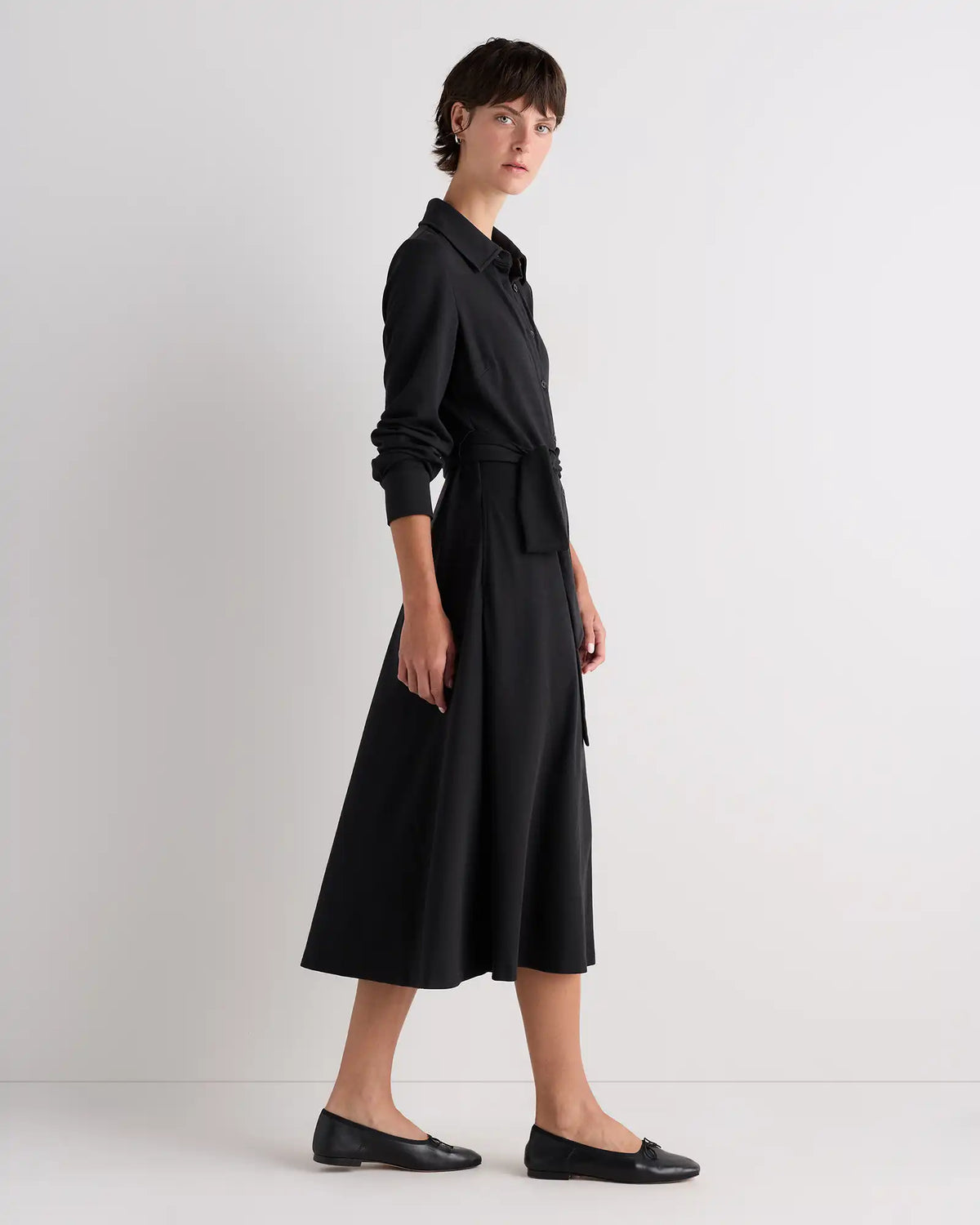 Tencel Modal Knit Midi Shirt Dress