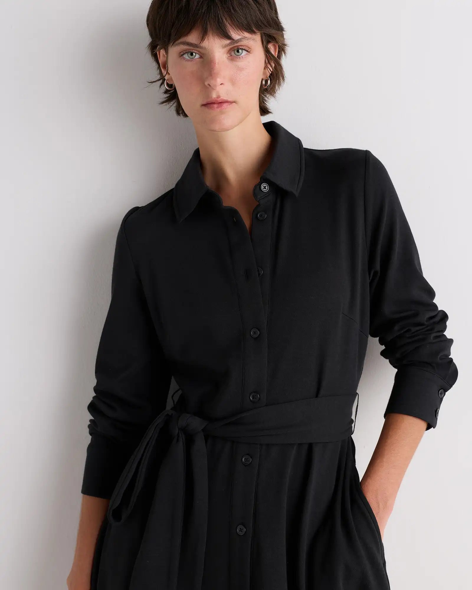 Tencel Modal Knit Midi Shirt Dress