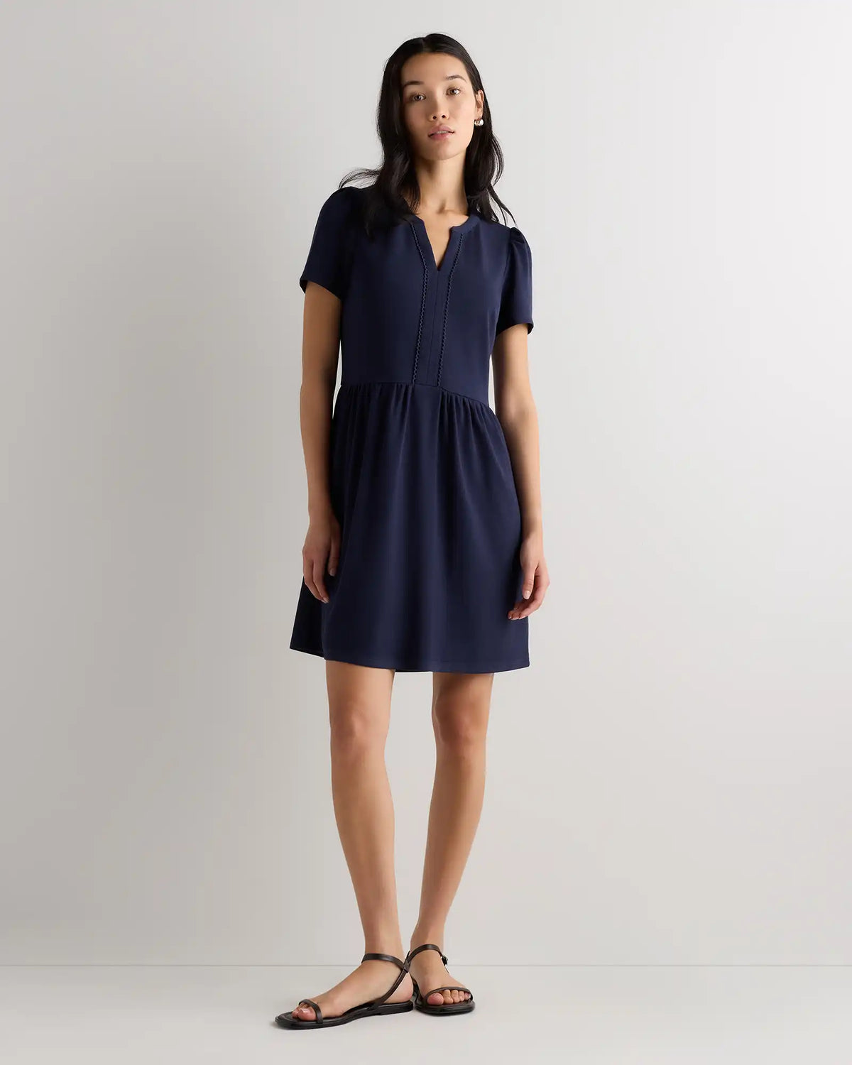 Tencel Modal Knit V-Neck Mini Dress
