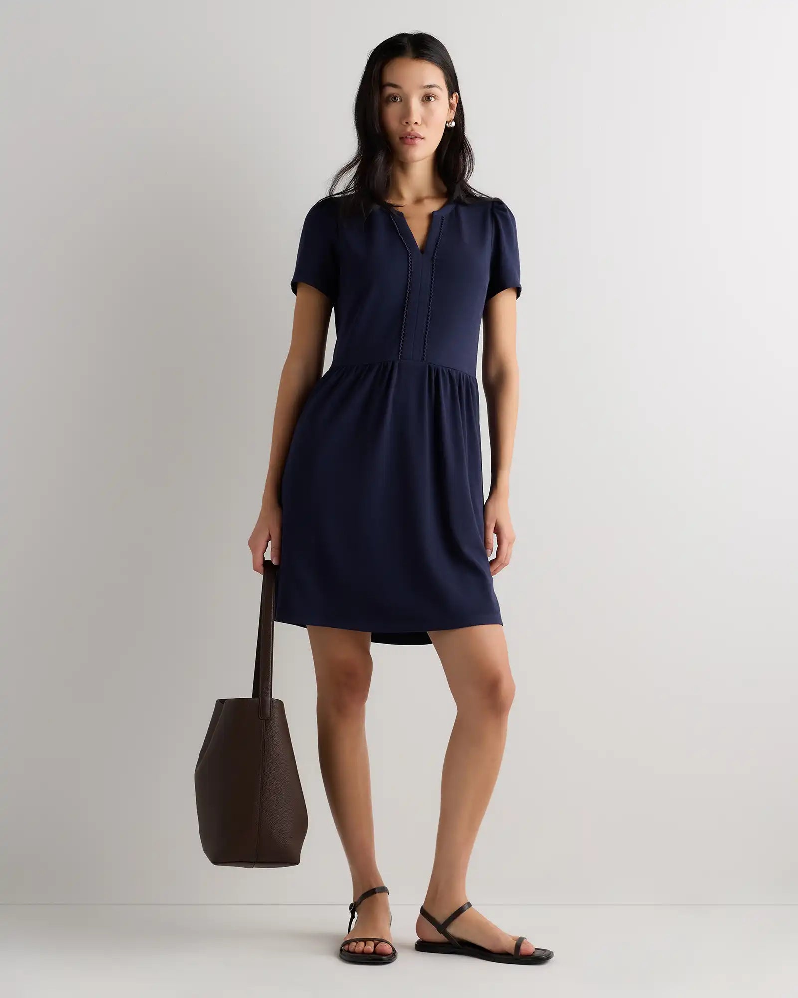 Tencel Modal Knit V-Neck Mini Dress