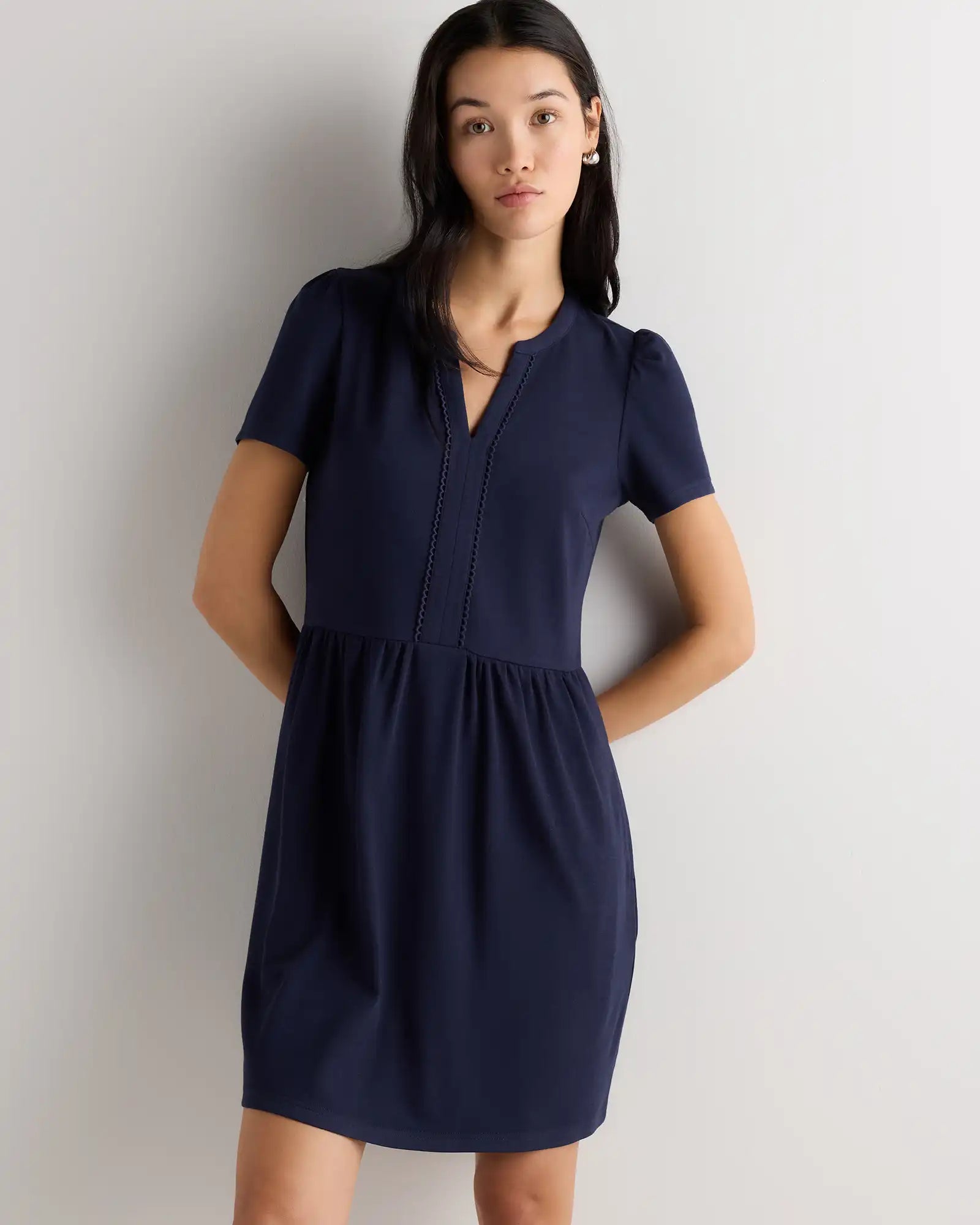 Tencel Modal Knit V-Neck Mini Dress