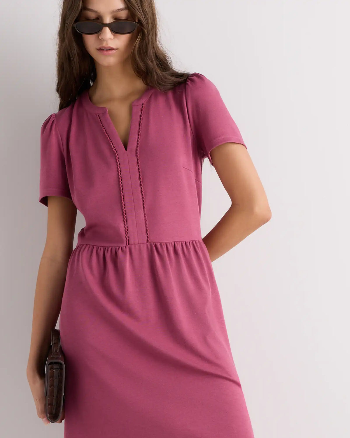 Tencel Modal Knit V-Neck Mini Dress