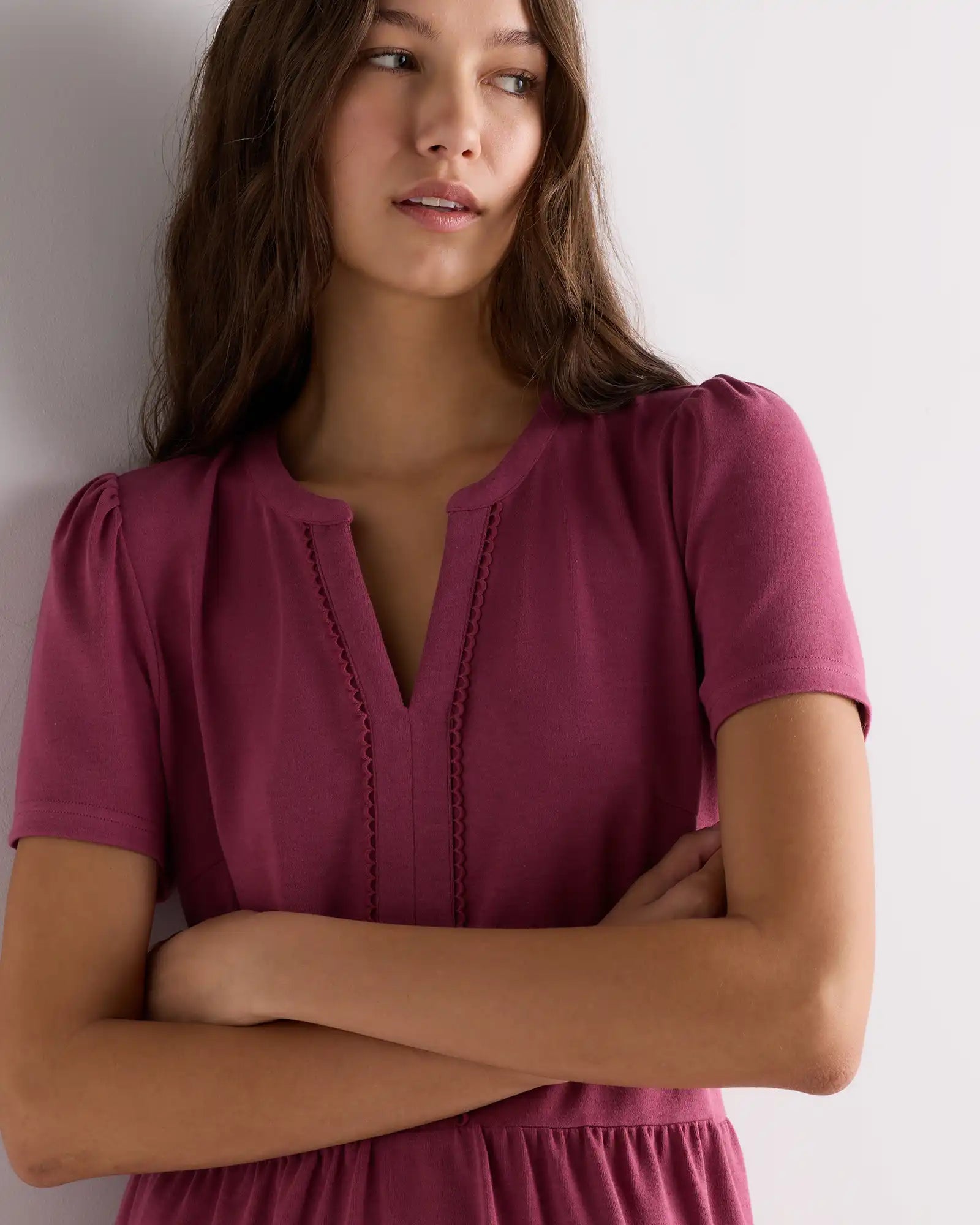 Tencel Modal Knit V-Neck Mini Dress